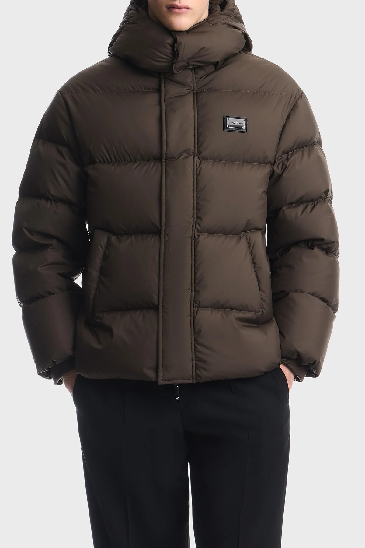 Emporio Armani Kapitoneli Regular Fit Kapüşonlu Yaka Kuş Tüyü Dolgulu Erkek Mont EM006745 AF18231 U7003 Haki - 1