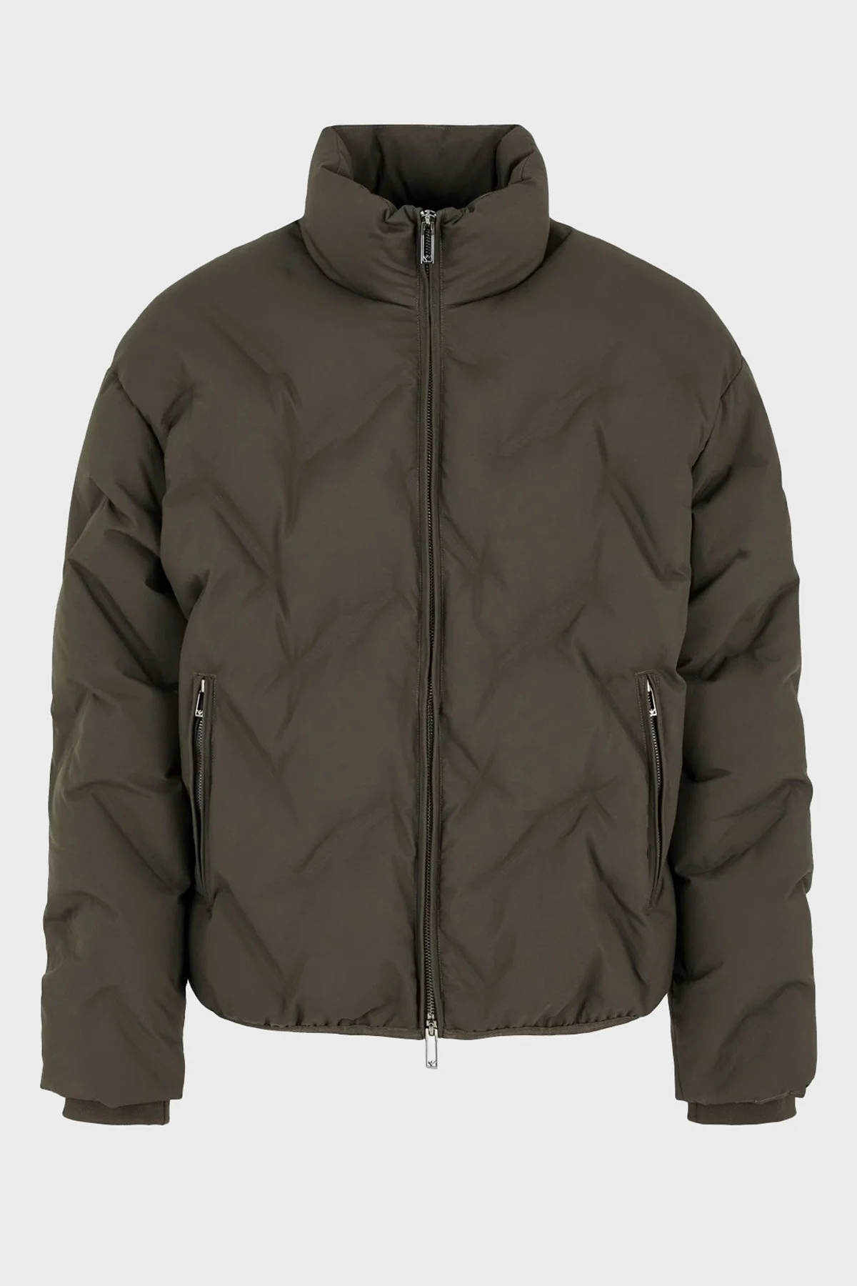 Emporio Armani Kapitoneli Regular Fit Kuş Tüyü Dolgulu Dik Yaka Kısa Şişme Erkek Mont 6D1BD6 1NUEZ 05A6 HAKİ - 6