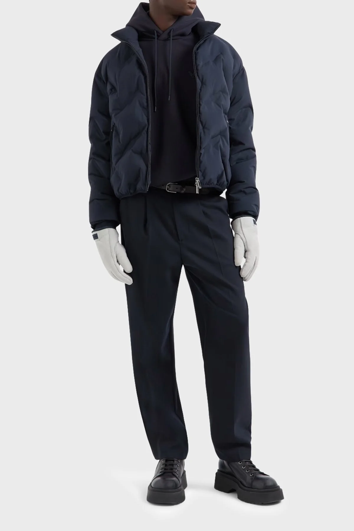 Emporio Armani Kapitoneli Regular Fit Kuş Tüyü Dolgulu Dik Yaka Kısa Şişme Erkek Mont 6D1BD6 1NUEZ 0920 LACİVERT - 2