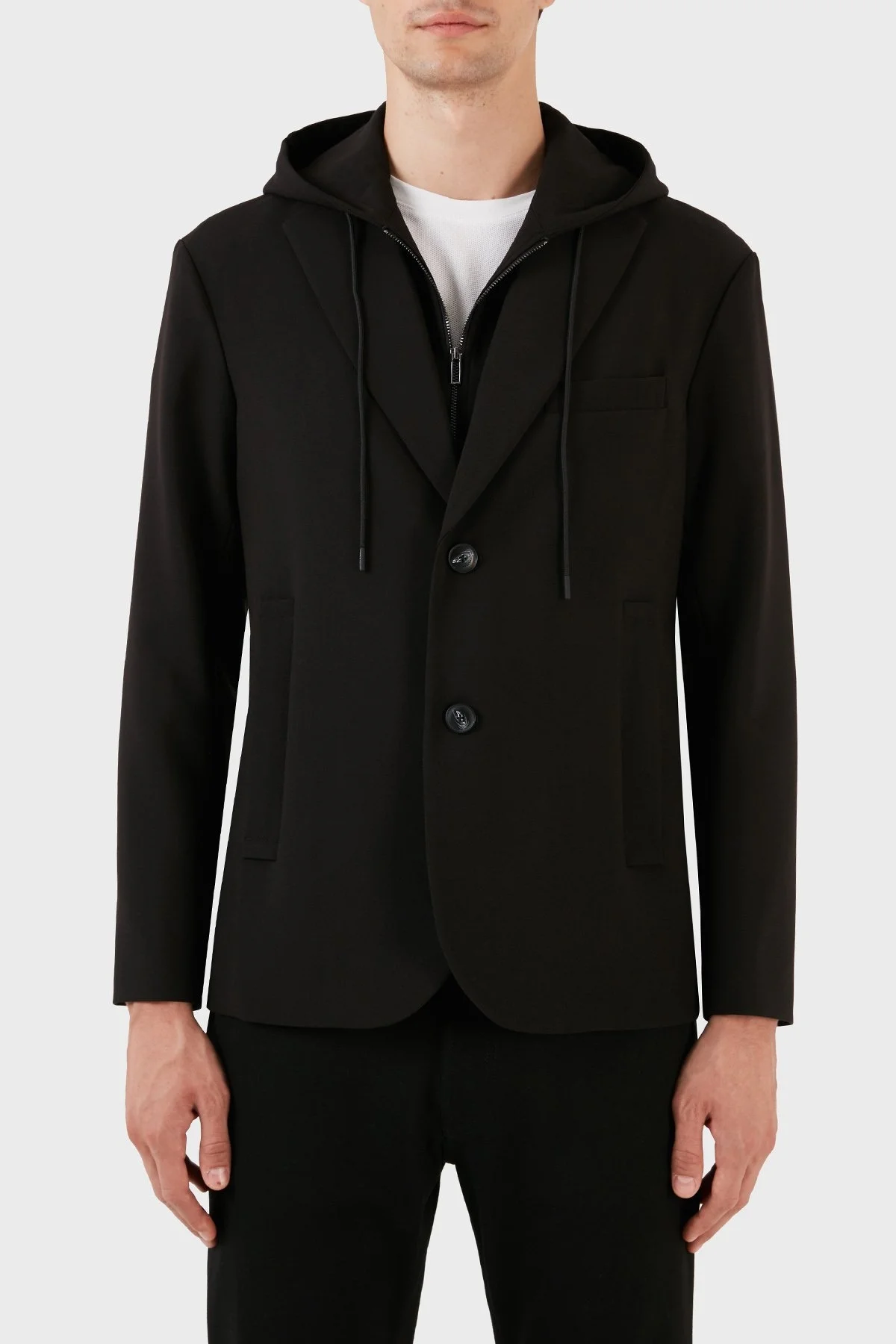 Emporio Armani Kapüşonlu Çıkarılabilir İç Panelli Regular Fit Erkek Ceket 6R1G73 1NFTZ 0999 SİYAH - 1