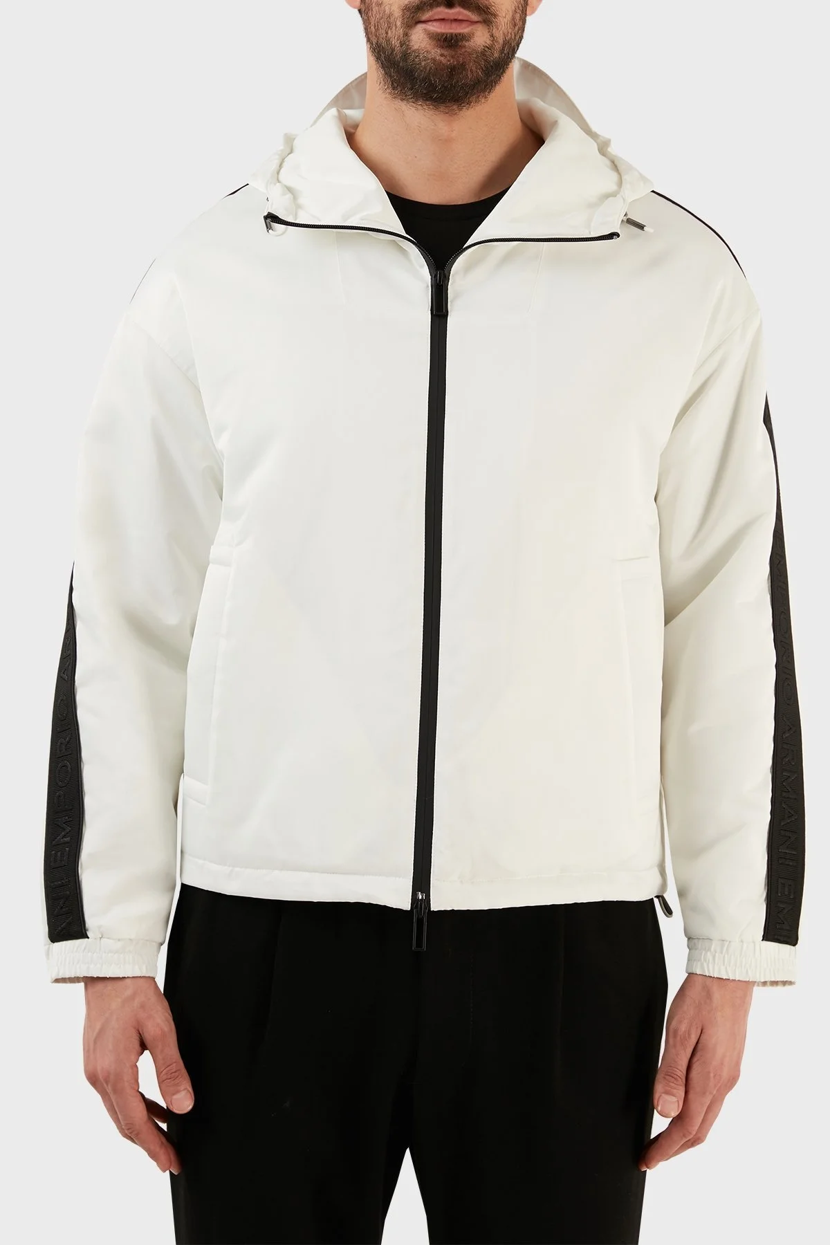 Emporio Armani Kapüşonlu Fermuarlı Cepli Regular Fit Erkek Mont 3R1BD1 1NRYZ 0101 BEYAZ - 1