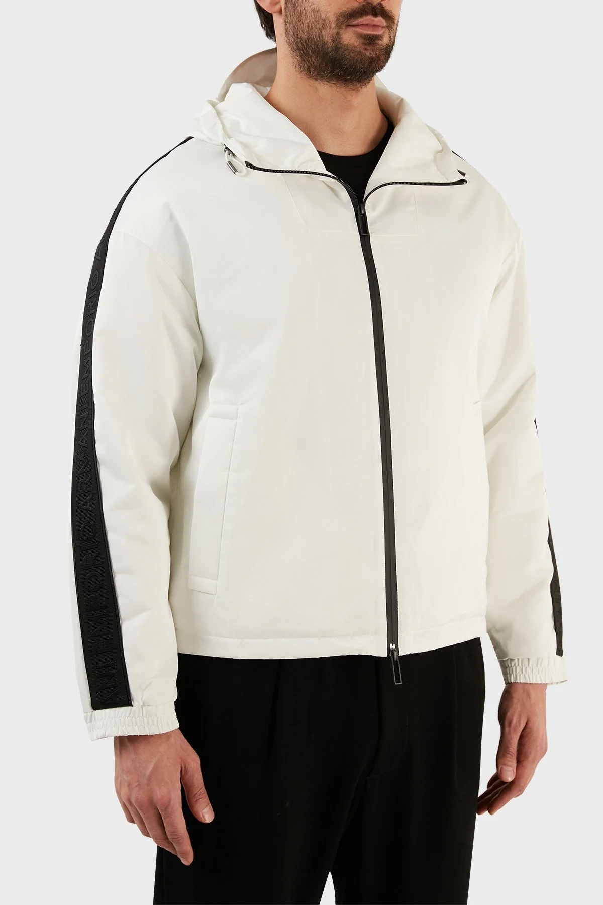 Emporio Armani Kapüşonlu Fermuarlı Cepli Regular Fit Erkek Mont 3R1BD1 1NRYZ 0101 BEYAZ - 2