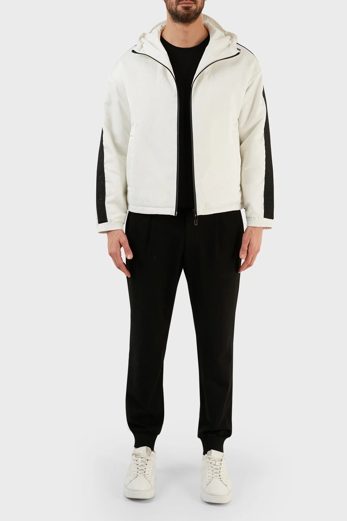 Emporio Armani Kapüşonlu Fermuarlı Cepli Regular Fit Erkek Mont 3R1BD1 1NRYZ 0101 BEYAZ - 4