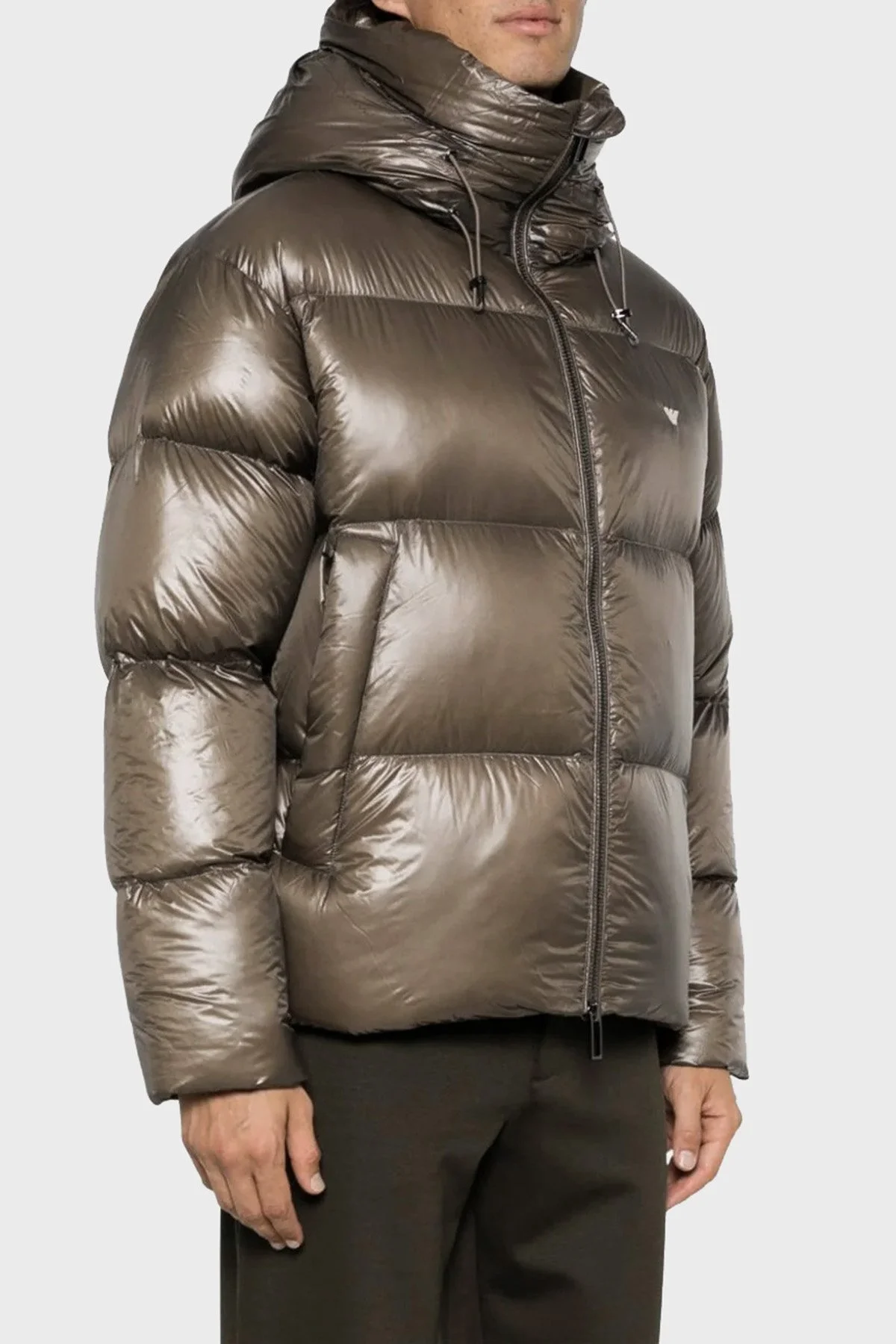 Emporio Armani Kapüşonlu Kuş Tüyü Dolgulu Soğuğa Dayanıklı Su İtici Şişme Erkek Mont 6R1B97 1NKZZ 0440 VİZON - 2