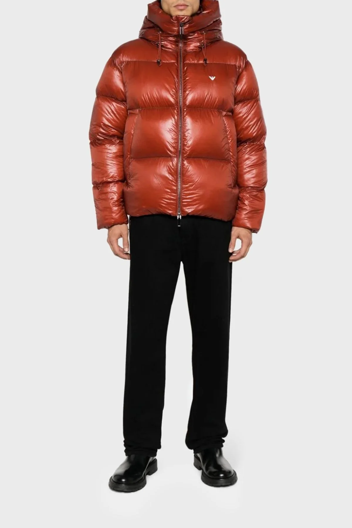 Emporio Armani Kapüşonlu Kuş Tüyü Dolgulu Soğuğa Dayanıklı Su İtici Şişme Erkek Mont 6R1B97 1NKZZ 0454 BORDO - 1