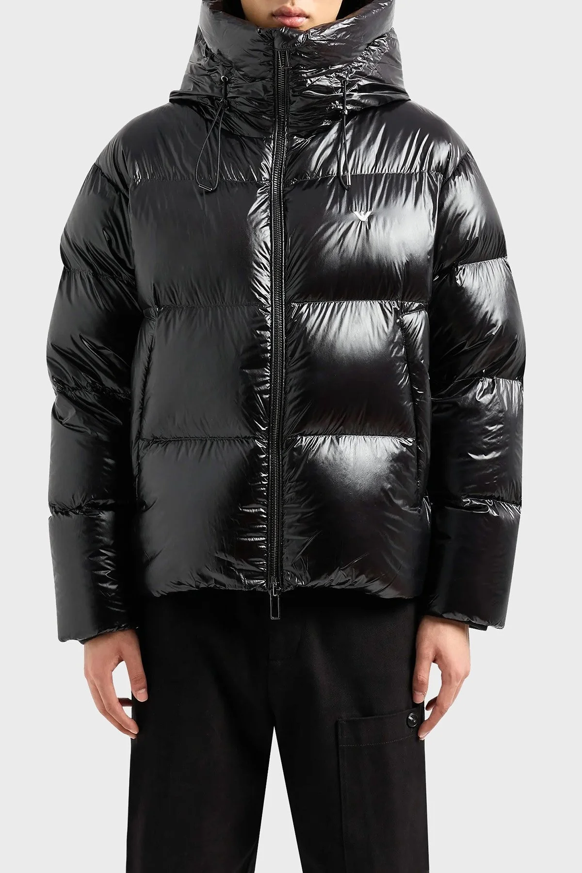 Emporio Armani Kapüşonlu Kuş Tüyü Dolgulu Soğuğa Dayanıklı Su İtici Şişme Erkek Mont 6R1B97 1NKZZ 0999 SİYAH - 1