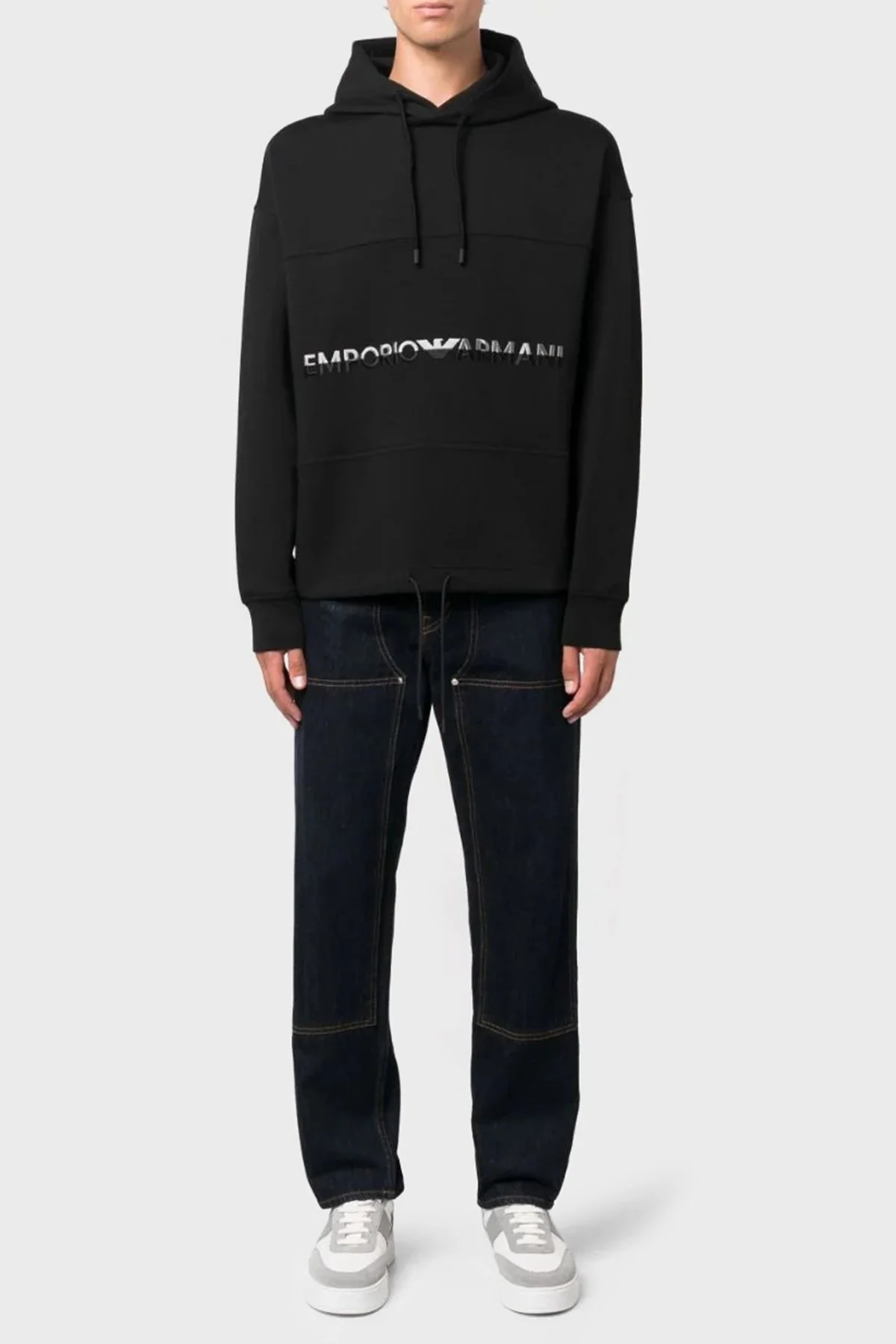 Emporio Armani Kapüşonlu Pamuklu Regular Fit Erkek Sweat 6R1MCM 1JHSZ 0999 SİYAH - 1