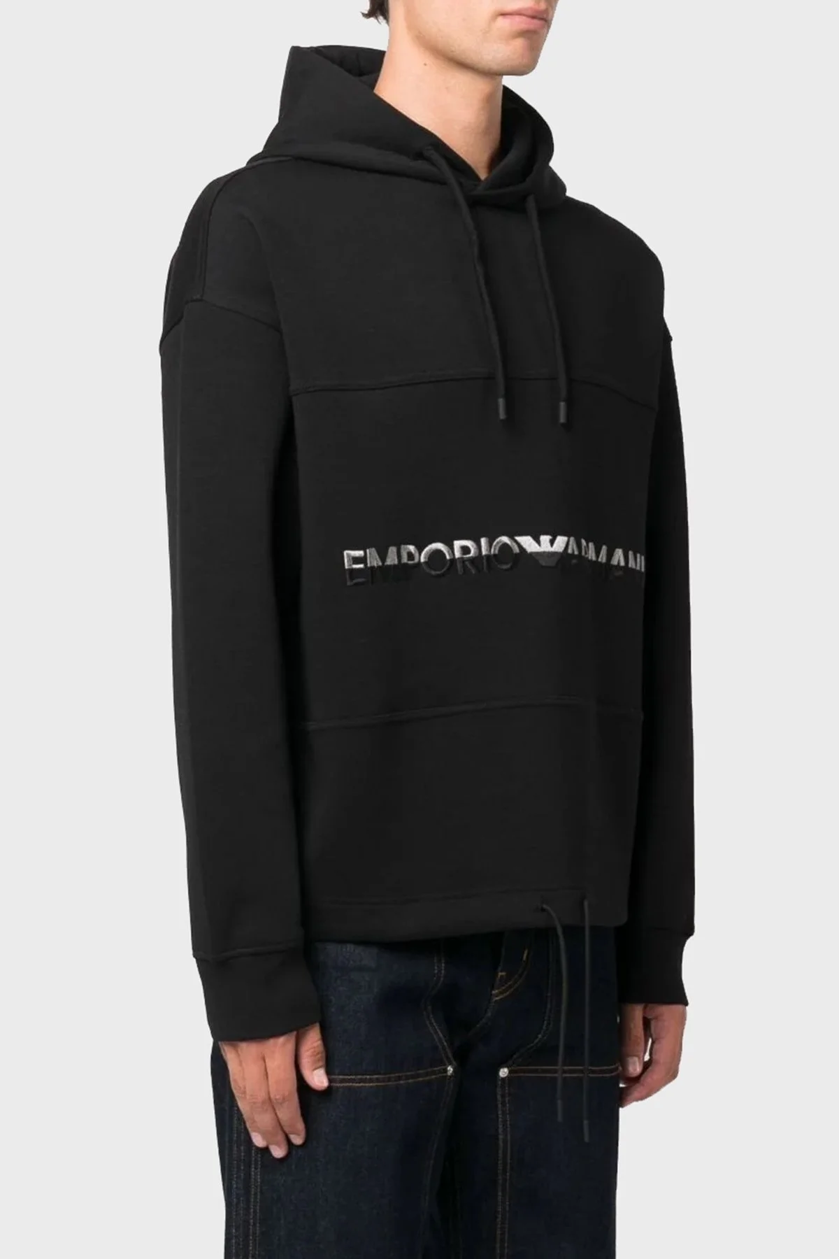 Emporio Armani Kapüşonlu Pamuklu Regular Fit Erkek Sweat 6R1MCM 1JHSZ 0999 SİYAH - 3