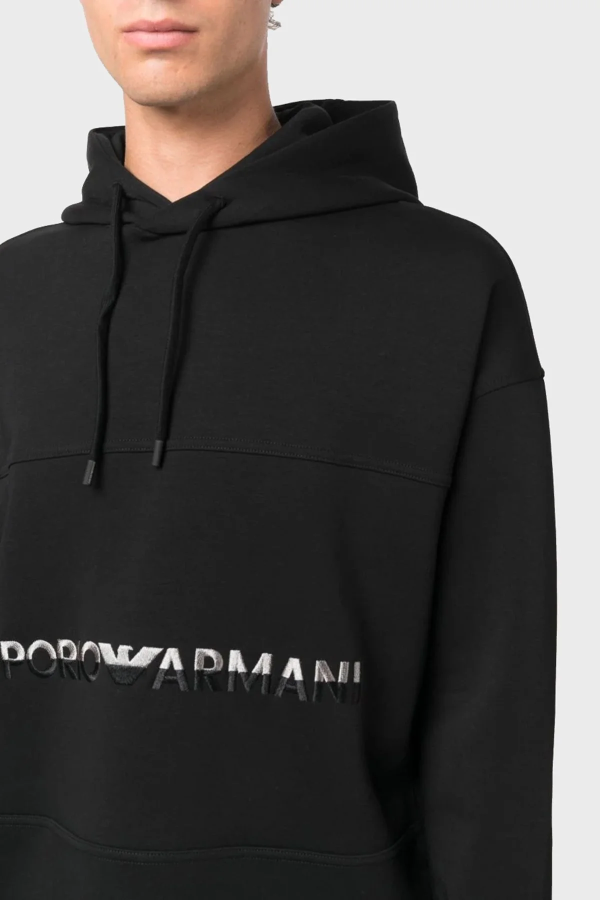 Emporio Armani Kapüşonlu Pamuklu Regular Fit Erkek Sweat 6R1MCM 1JHSZ 0999 SİYAH - 4