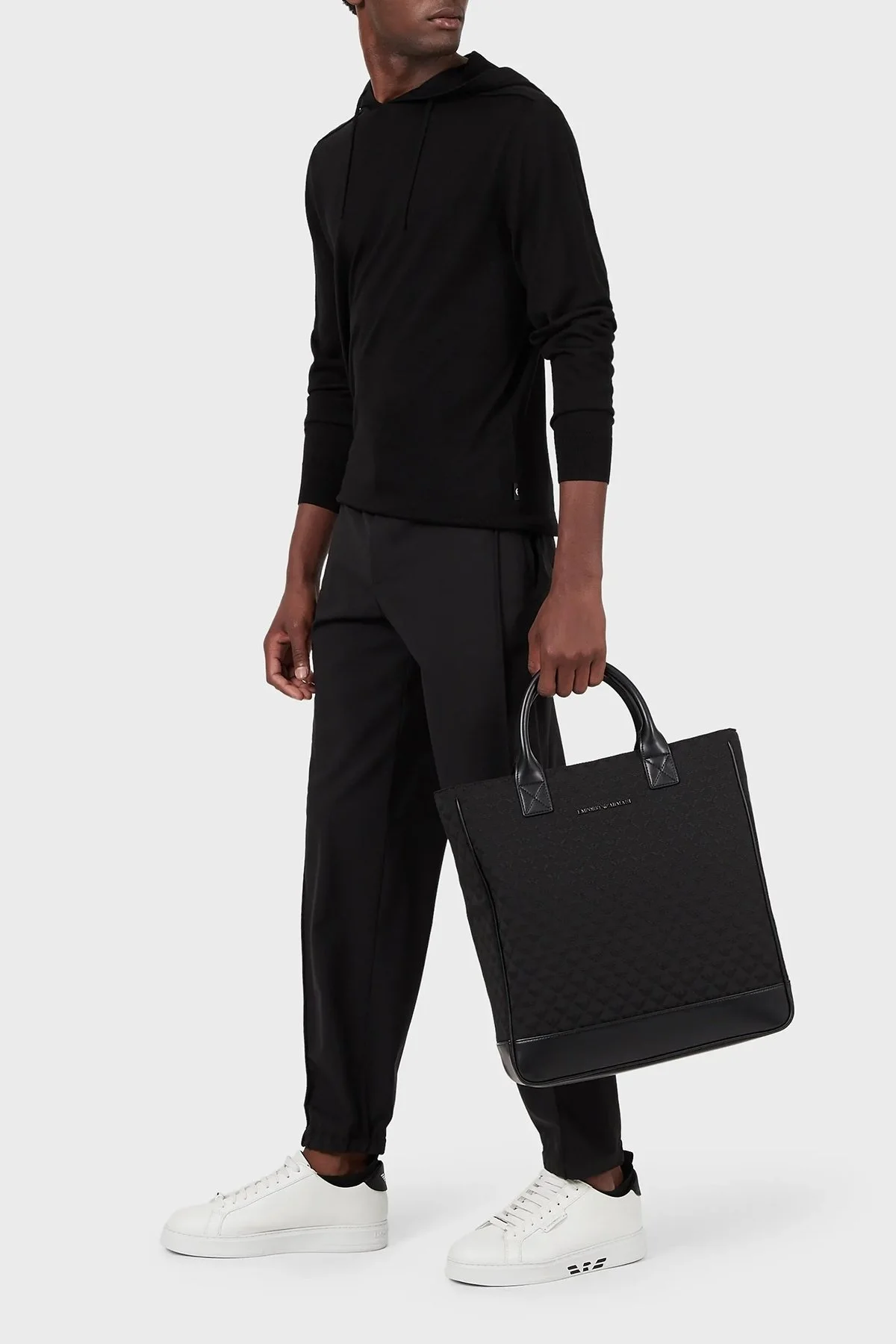 Emporio Armani Kapüşonlu Yünlü Triko Erkek Kazak 8N1MUW 1MJWZ 0999 SİYAH - 1