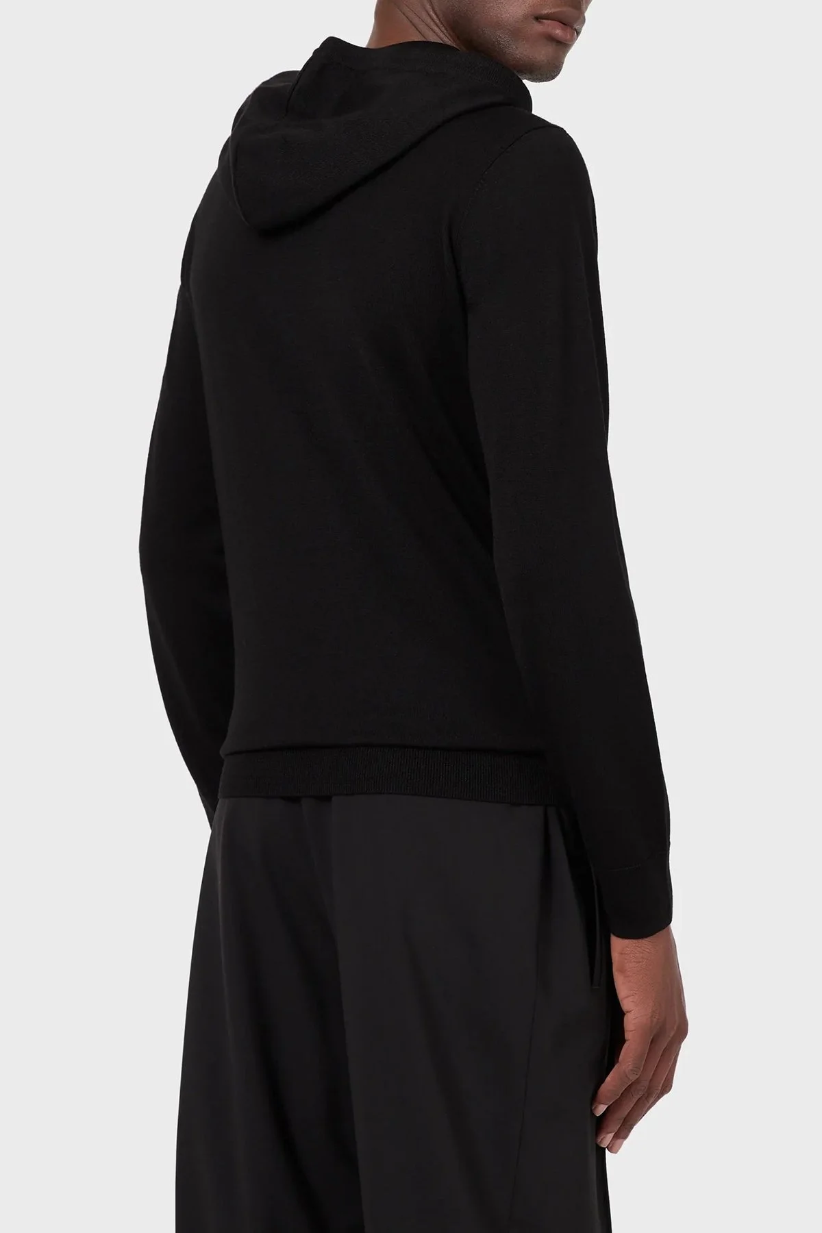 Emporio Armani Kapüşonlu Yünlü Triko Erkek Kazak 8N1MUW 1MJWZ 0999 SİYAH - 3