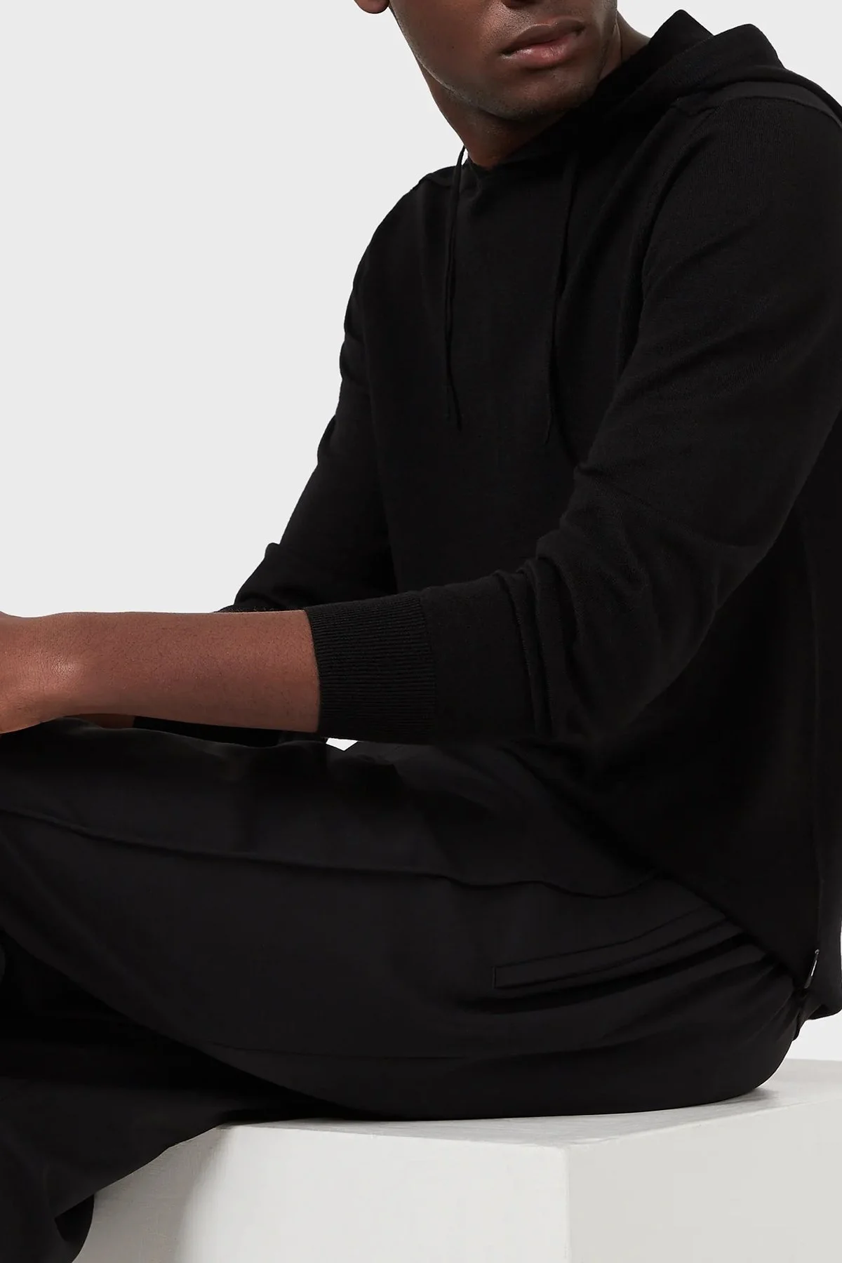 Emporio Armani Kapüşonlu Yünlü Triko Erkek Kazak 8N1MUW 1MJWZ 0999 SİYAH - 4