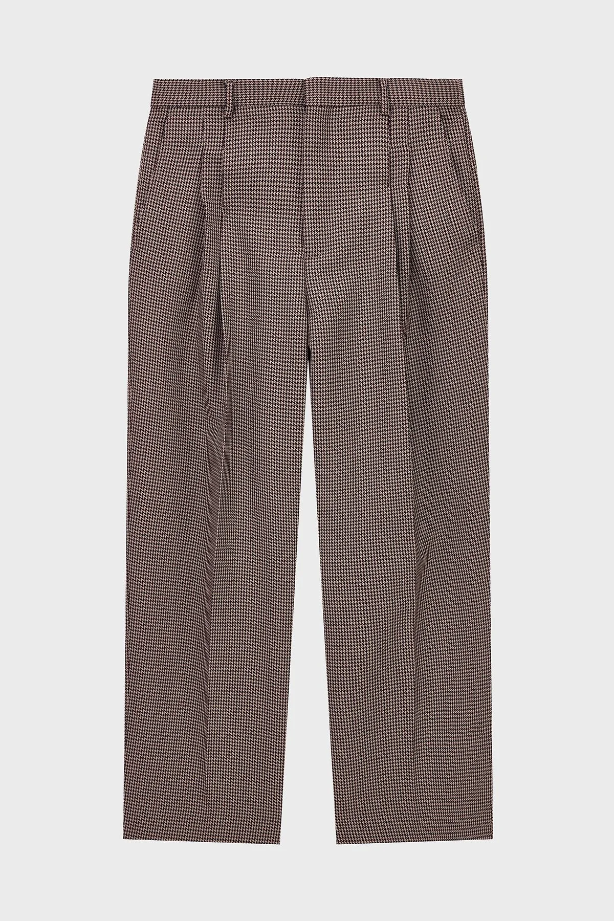 Emporio Armani Kareli % 100 Yün Rahat Kalıp Geniş Paça Erkek Pantolon EM007123 TE23229 F1055 Bej - 2