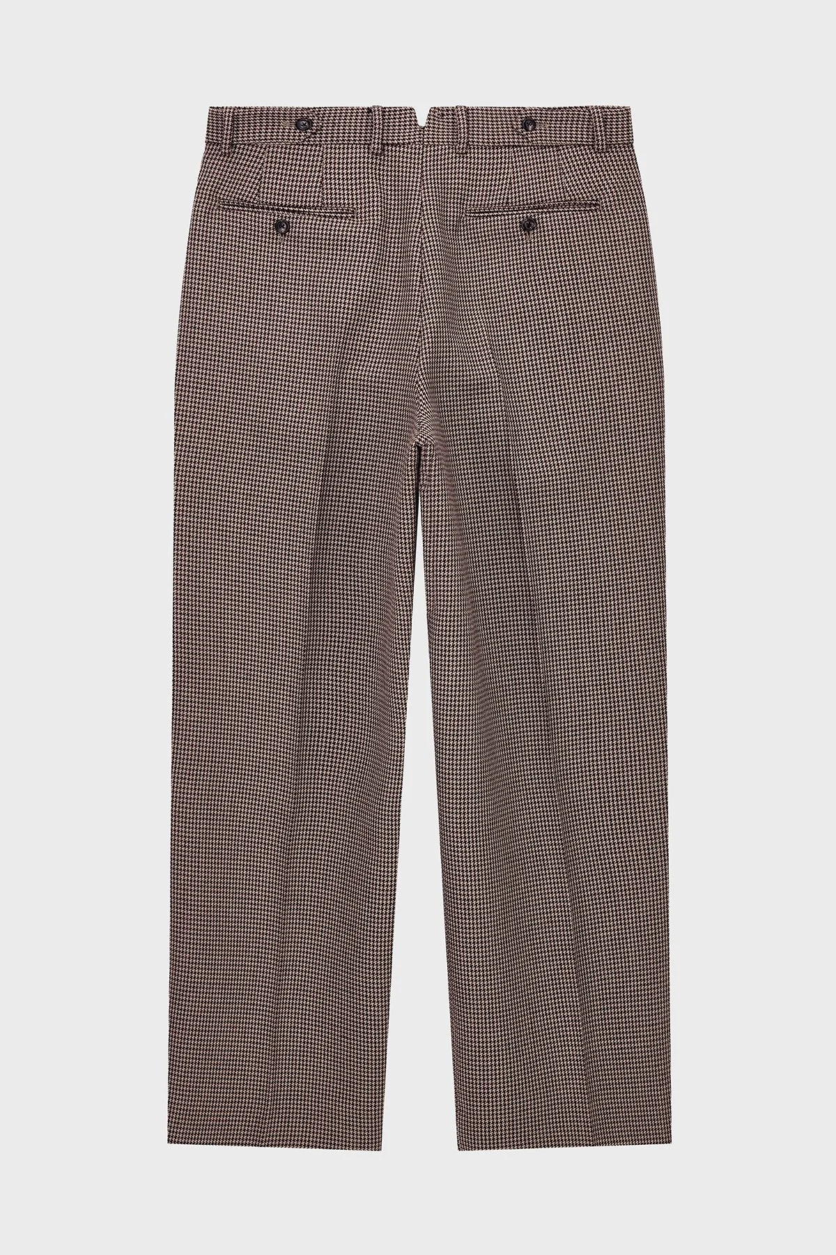 Emporio Armani Kareli % 100 Yün Rahat Kalıp Geniş Paça Erkek Pantolon EM007123 TE23229 F1055 Bej - 3