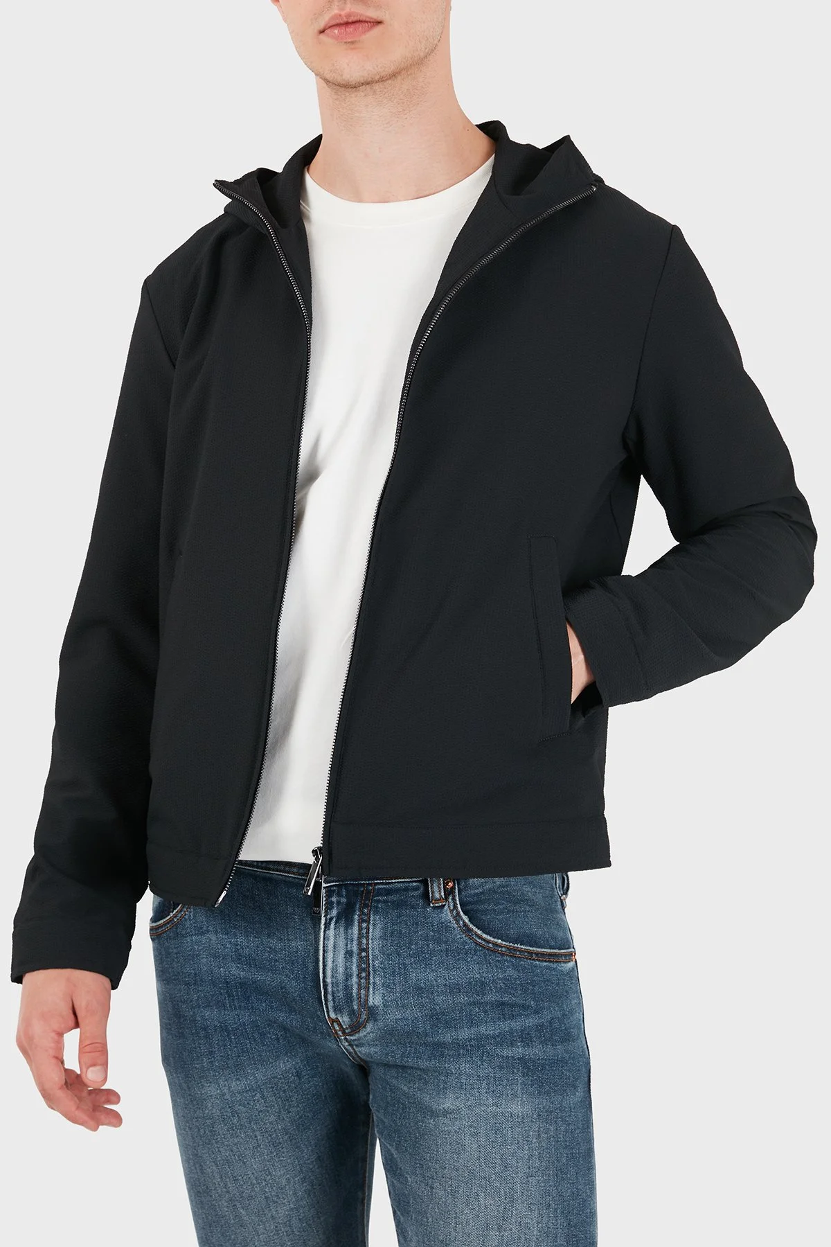 Emporio Armani Kaz Tüyü Dolgulu Kapüşonlu Erkek Ceket EM006752 AF28011 UB118 Lacivert - 1