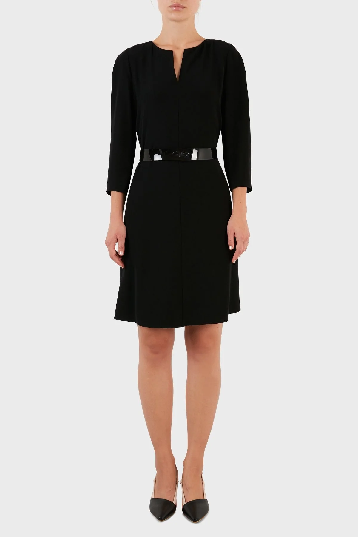 Emporio Armani Kemerli Truvakar Kol Slim Fit Bayan Elbise H3NA2C 2NWAZ 0999 SİYAH - 1