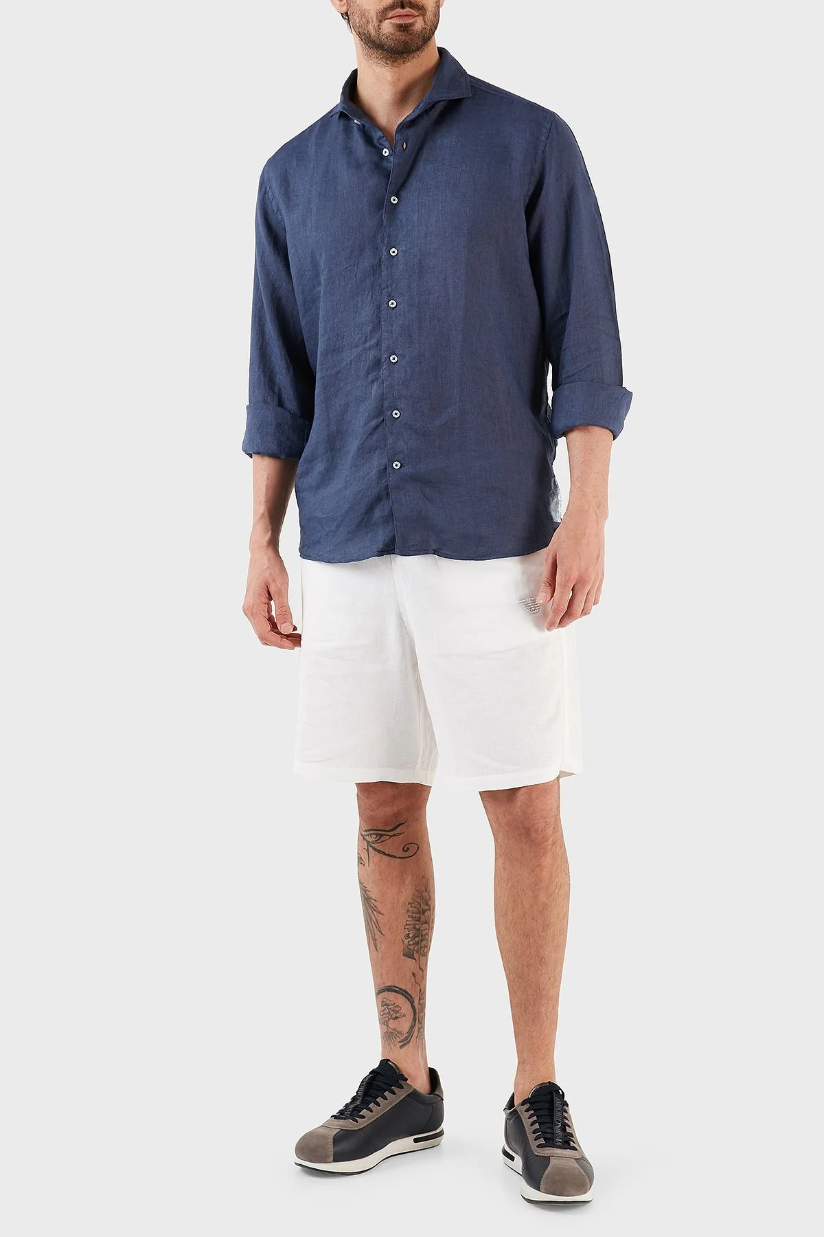 Emporio Armani Keten Karışımlı Regular Fit Cepli Erkek Short 211864 3R467 00010 BEYAZ - 1