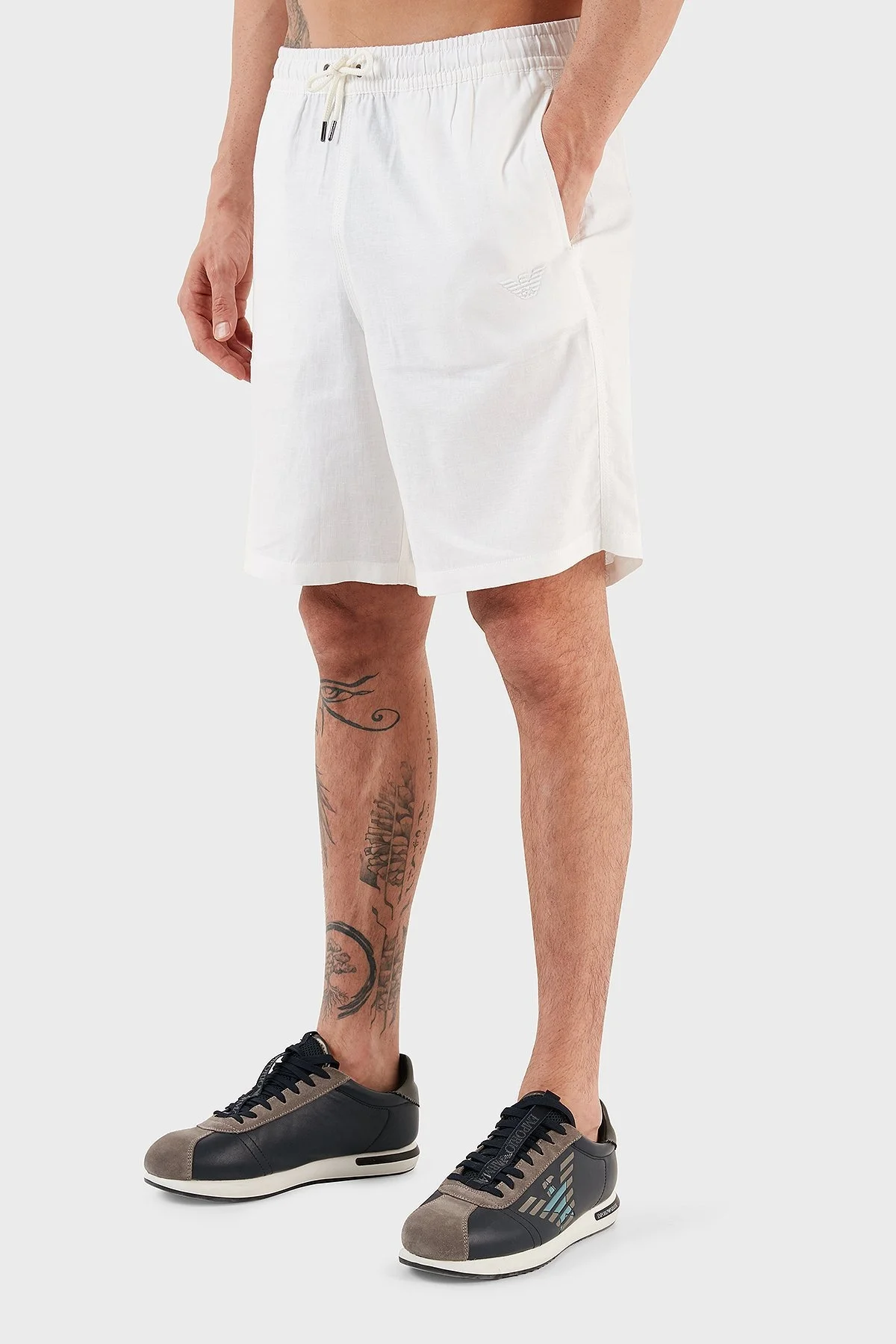 Emporio Armani Keten Karışımlı Regular Fit Cepli Erkek Short 211864 3R467 00010 BEYAZ - 3