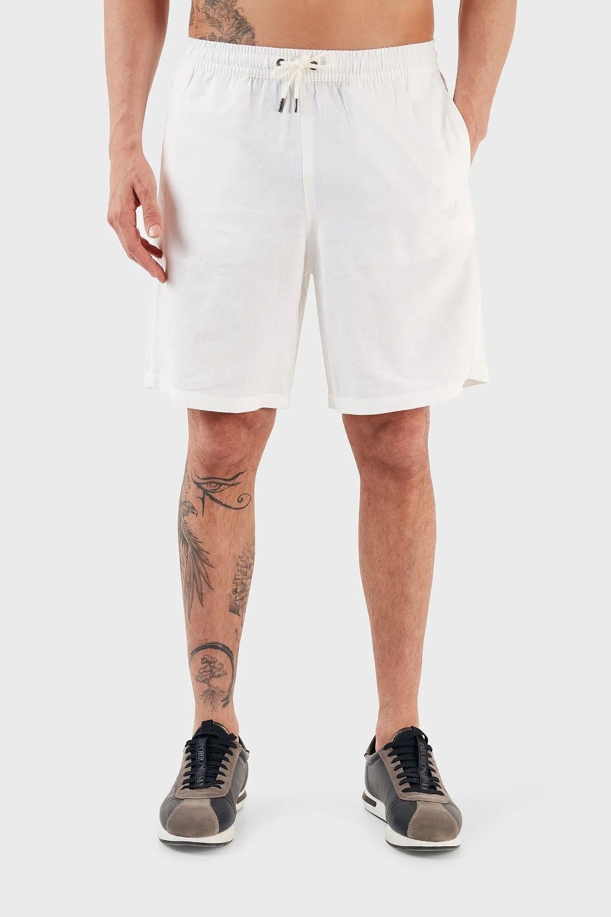Emporio Armani Keten Karışımlı Regular Fit Cepli Erkek Short 211864 3R467 00010 BEYAZ - 4