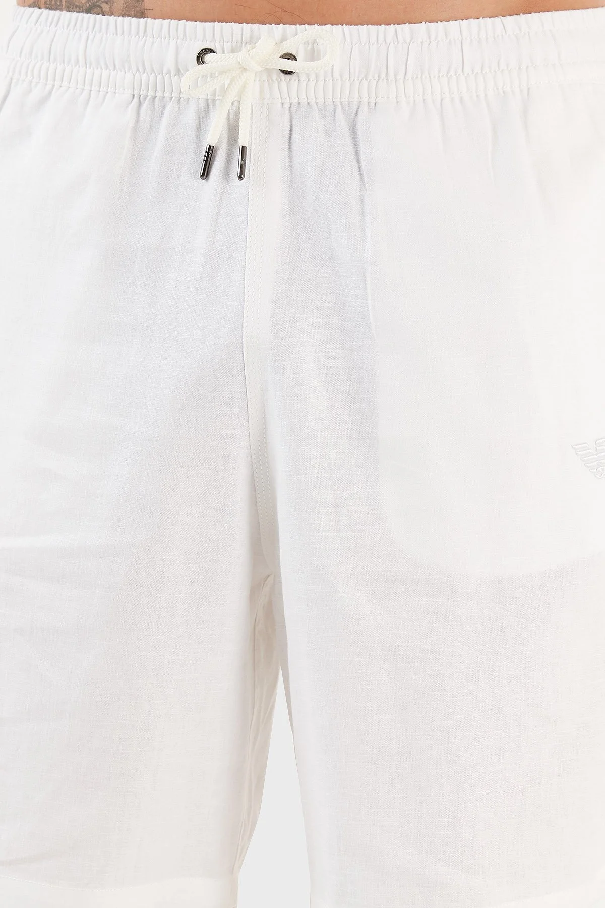 Emporio Armani Keten Karışımlı Regular Fit Cepli Erkek Short 211864 3R467 00010 BEYAZ - 5