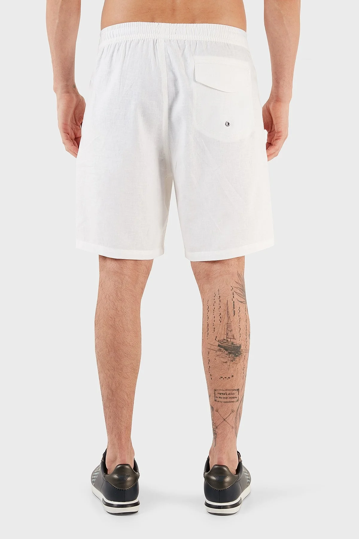 Emporio Armani Keten Karışımlı Regular Fit Cepli Erkek Short 211864 3R467 00010 BEYAZ - 6