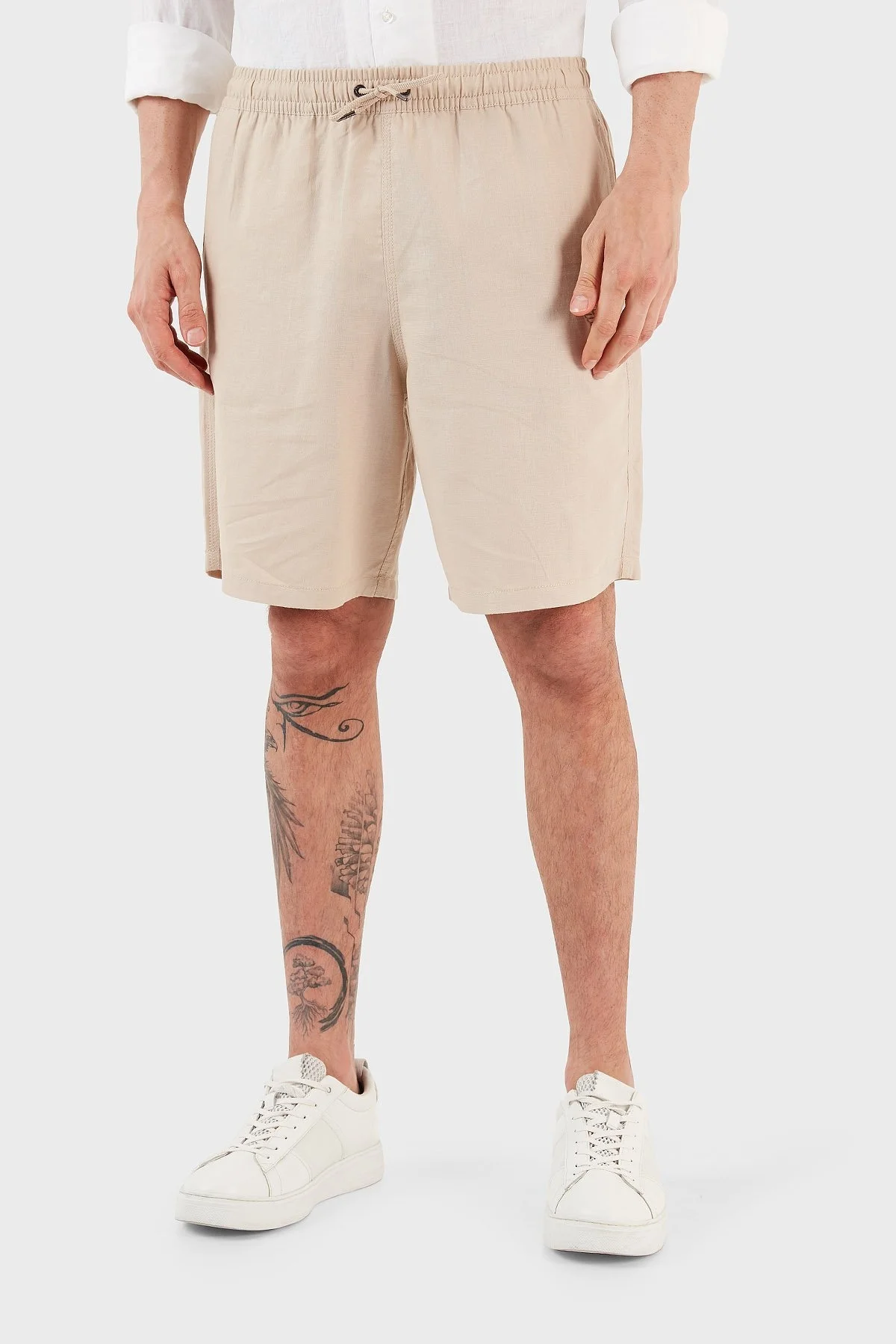 Emporio Armani Keten Karışımlı Regular Fit Cepli Erkek Short 211864 3R467 00051 BEJ - 2