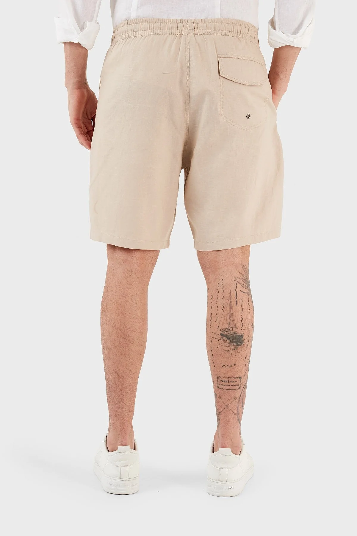 Emporio Armani Keten Karışımlı Regular Fit Cepli Erkek Short 211864 3R467 00051 BEJ - 6