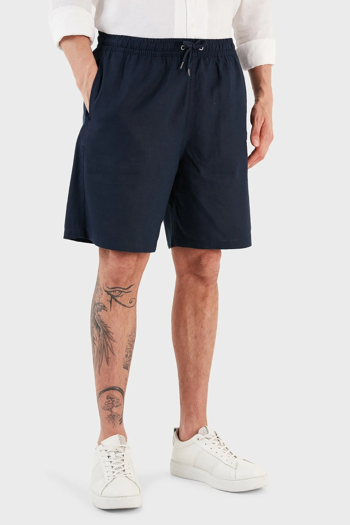 Emporio Armani Keten Karışımlı Regular Fit Cepli Erkek Short 211864 3R467 06935 LACİVERT - 2