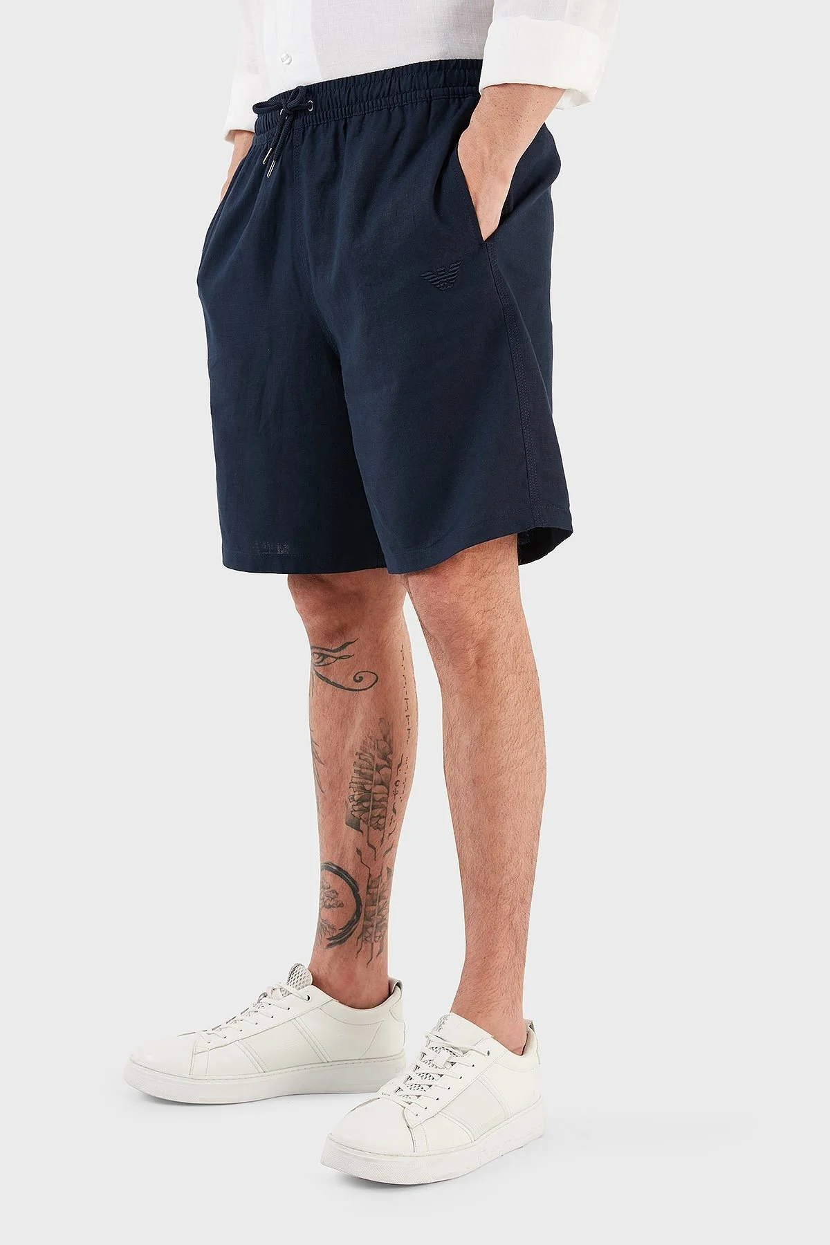 Emporio Armani Keten Karışımlı Regular Fit Cepli Erkek Short 211864 3R467 06935 LACİVERT - 3