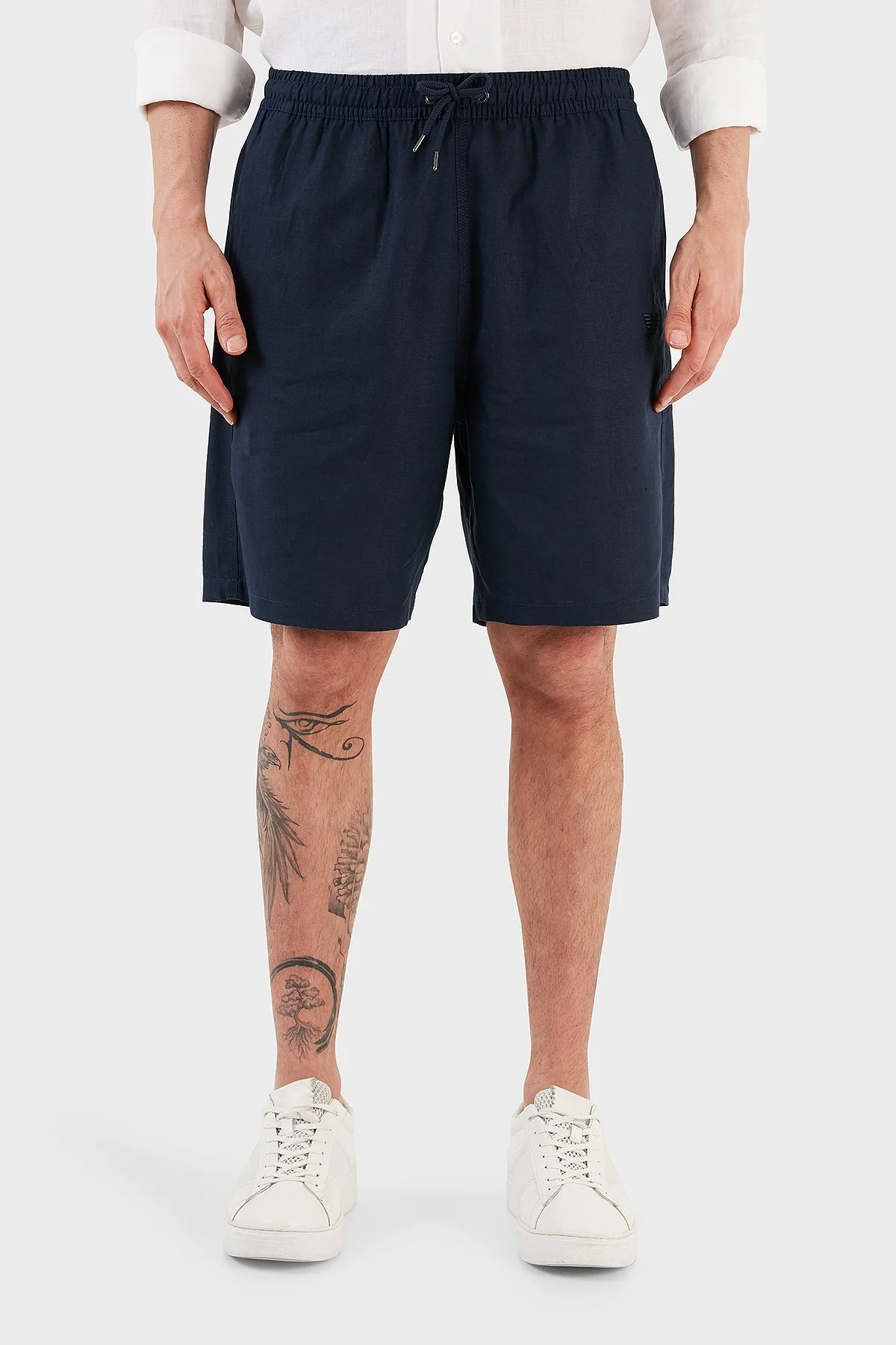 Emporio Armani Keten Karışımlı Regular Fit Cepli Erkek Short 211864 3R467 06935 LACİVERT - 4