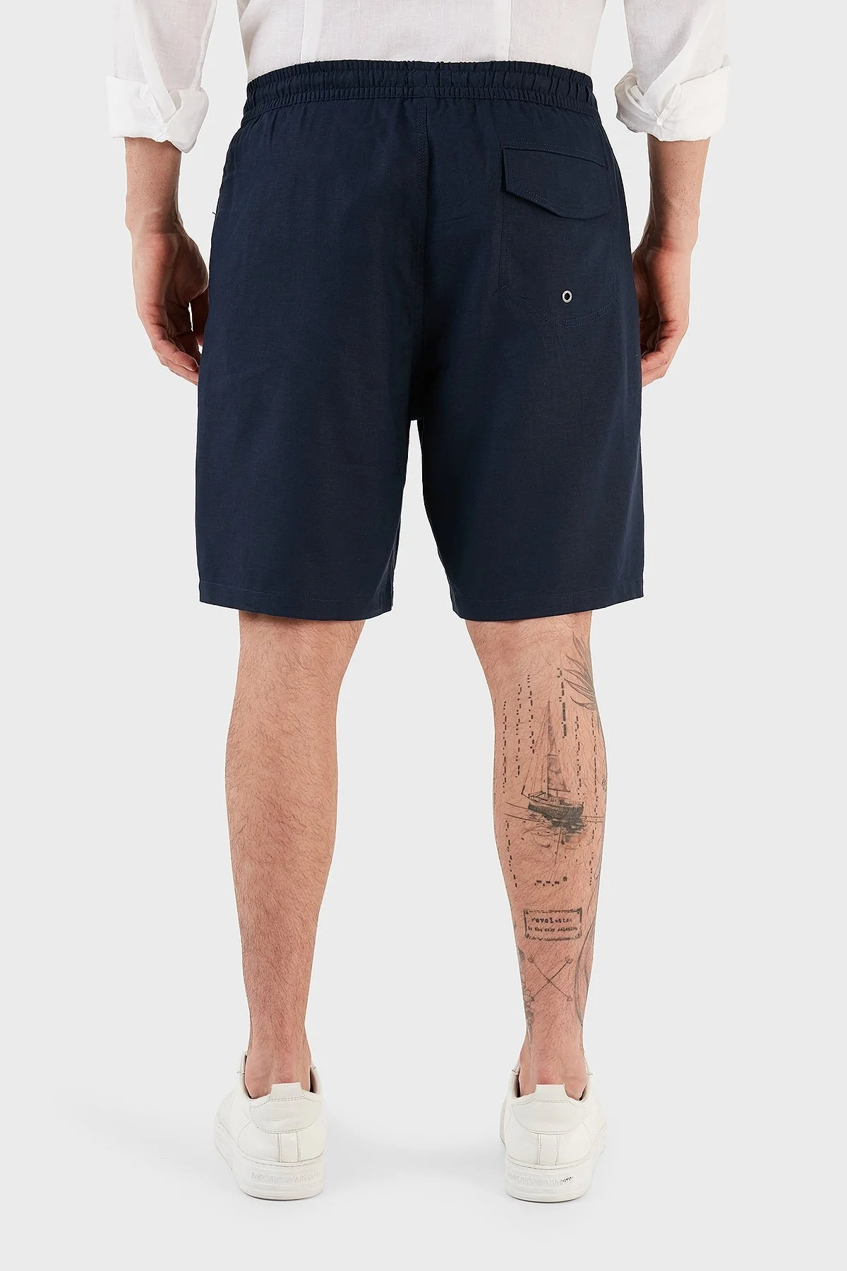 Emporio Armani Keten Karışımlı Regular Fit Cepli Erkek Short 211864 3R467 06935 LACİVERT - 6