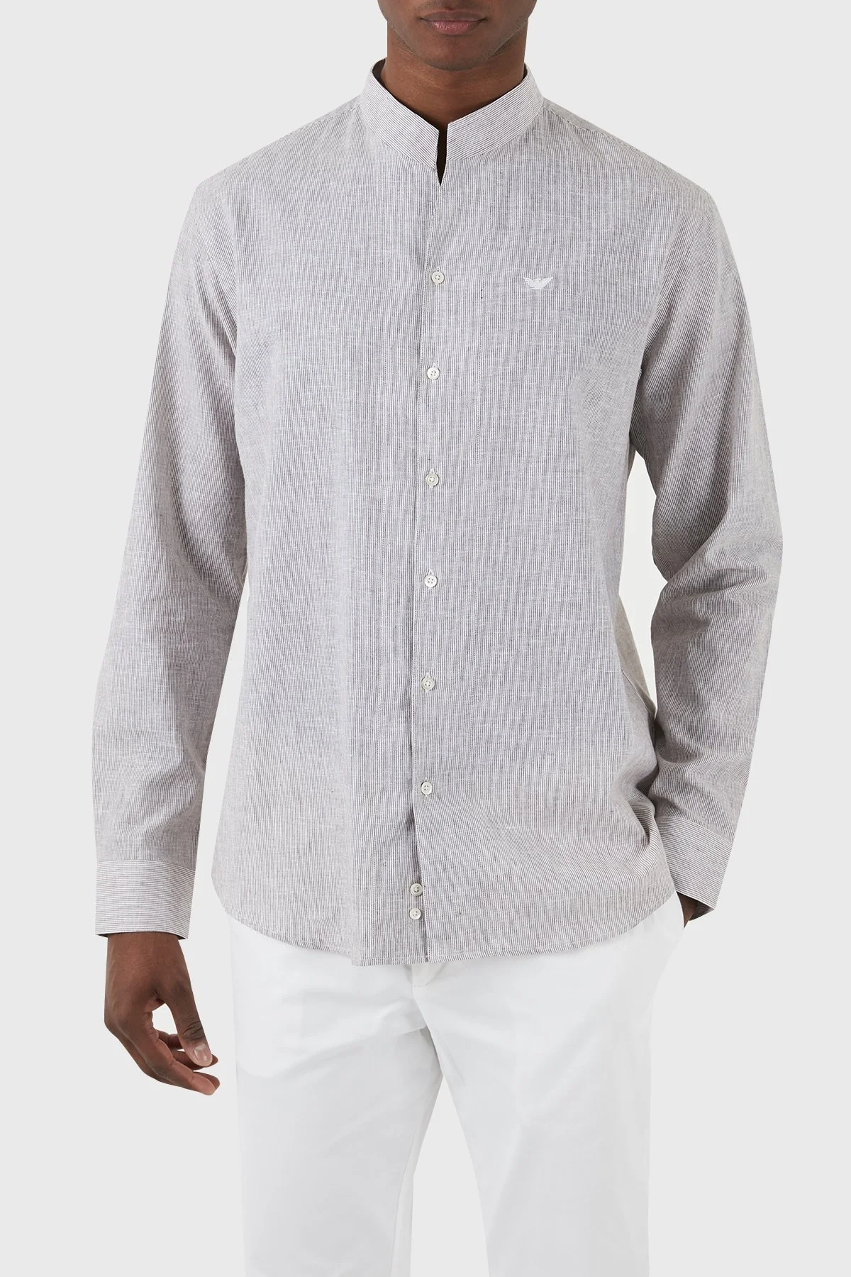 Emporio Armani Keten Karışımlı Regular Fit Erkek Gömlek E31CM3 F1312 440 GRİ - 1