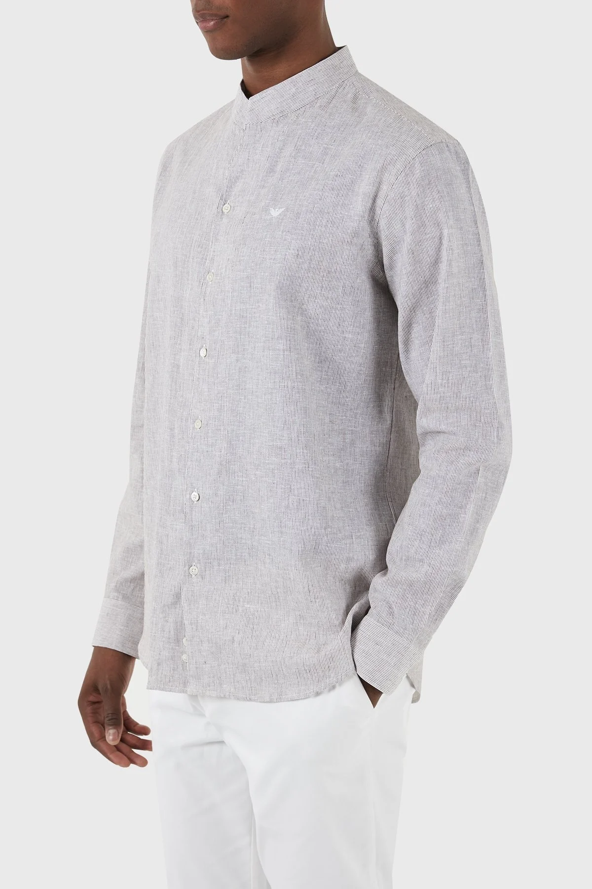 Emporio Armani Keten Karışımlı Regular Fit Erkek Gömlek E31CM3 F1312 440 GRİ - 2
