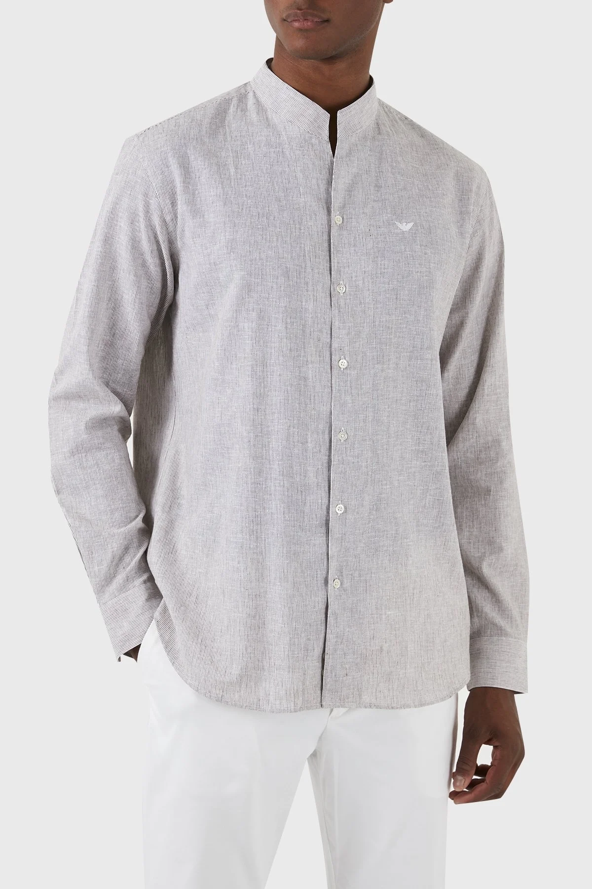 Emporio Armani Keten Karışımlı Regular Fit Erkek Gömlek E31CM3 F1312 440 GRİ - 5