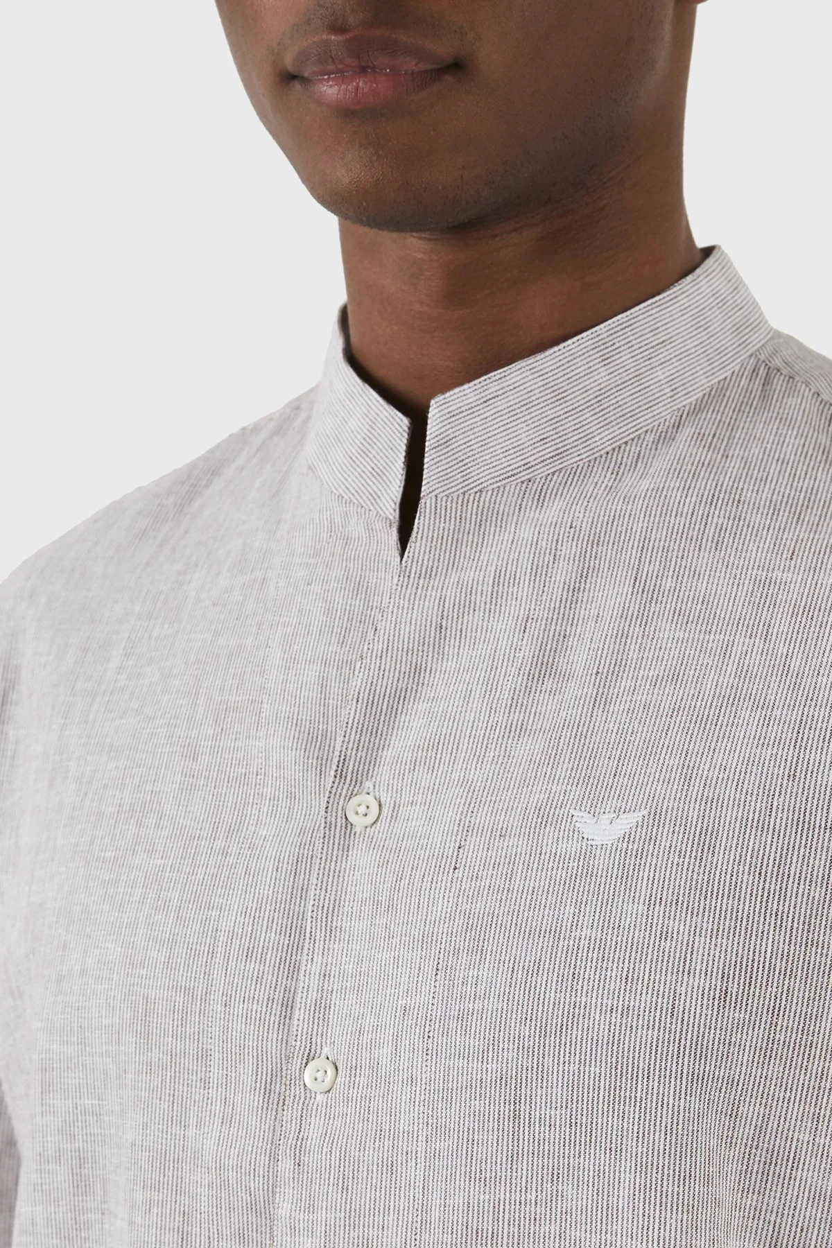 Emporio Armani Keten Karışımlı Regular Fit Erkek Gömlek E31CM3 F1312 440 GRİ - 6