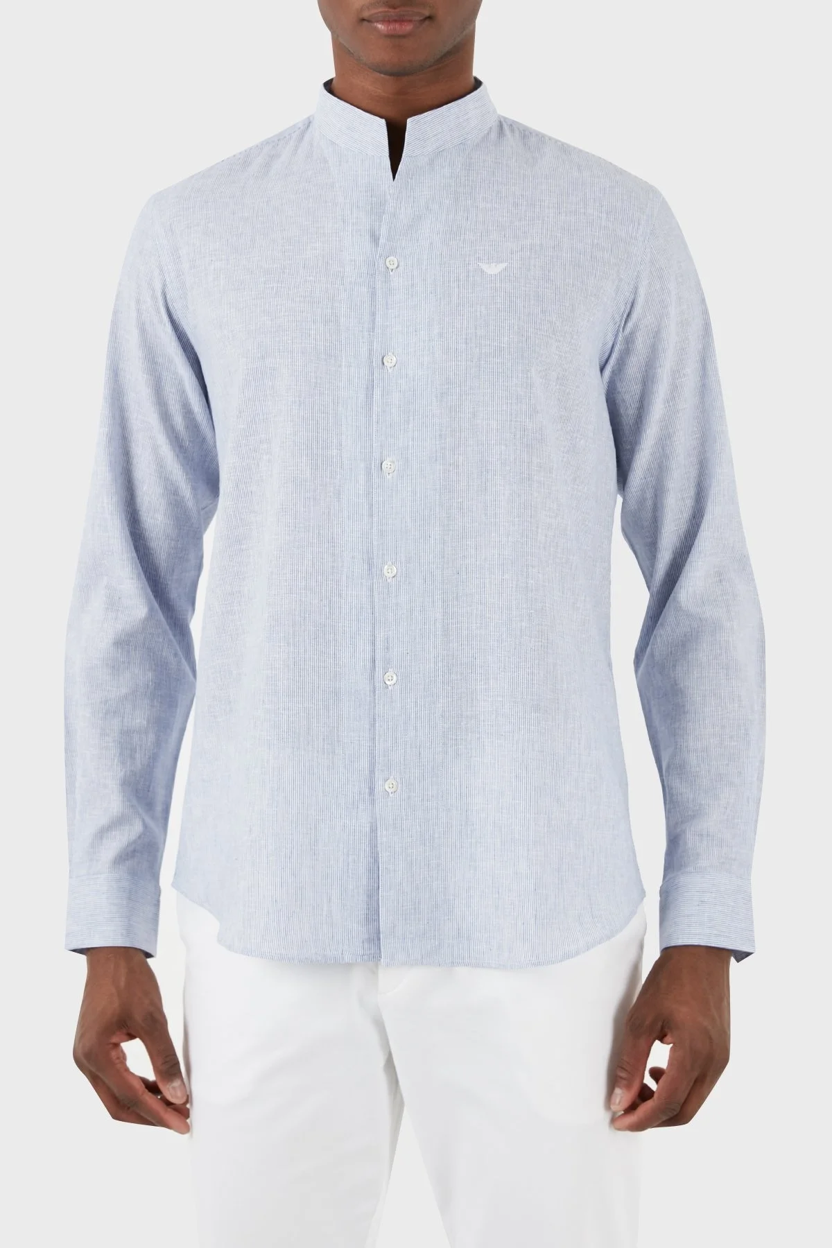 Emporio Armani Keten Karışımlı Regular Fit Erkek Gömlek E31CM3 F1312 726 LACİVERT - 1