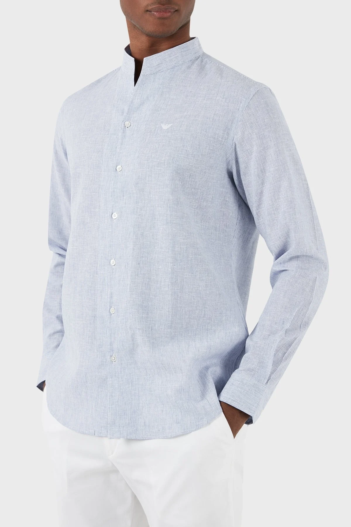 Emporio Armani Keten Karışımlı Regular Fit Erkek Gömlek E31CM3 F1312 726 LACİVERT - 2