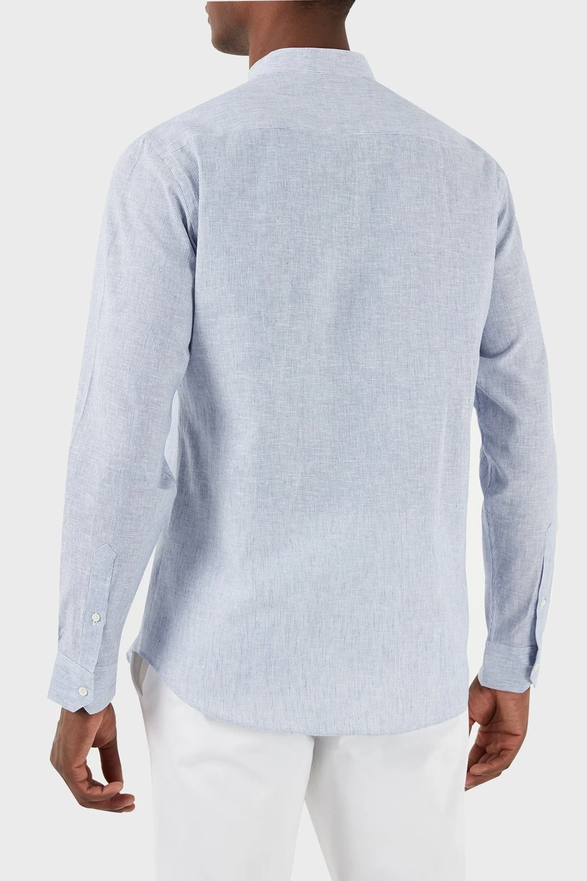 Emporio Armani Keten Karışımlı Regular Fit Erkek Gömlek E31CM3 F1312 726 LACİVERT - 3