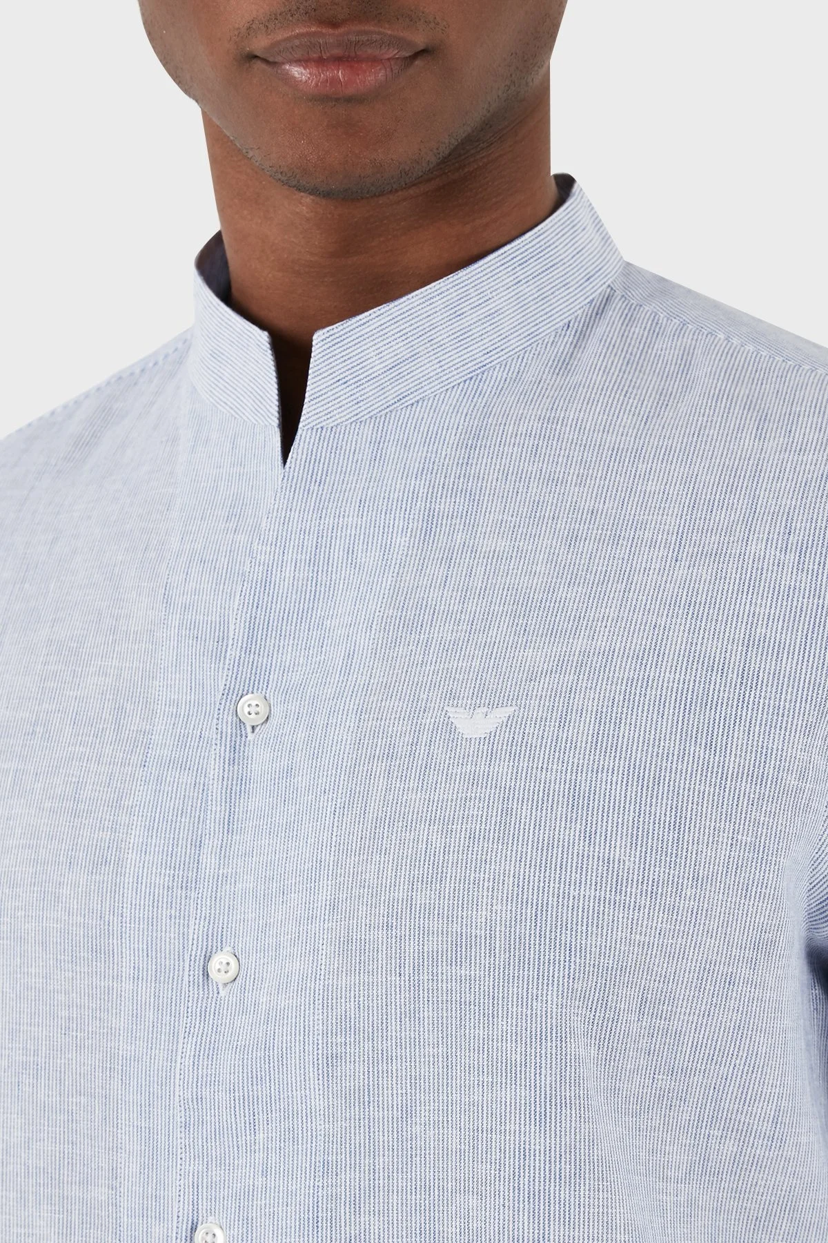 Emporio Armani Keten Karışımlı Regular Fit Erkek Gömlek E31CM3 F1312 726 LACİVERT - 5