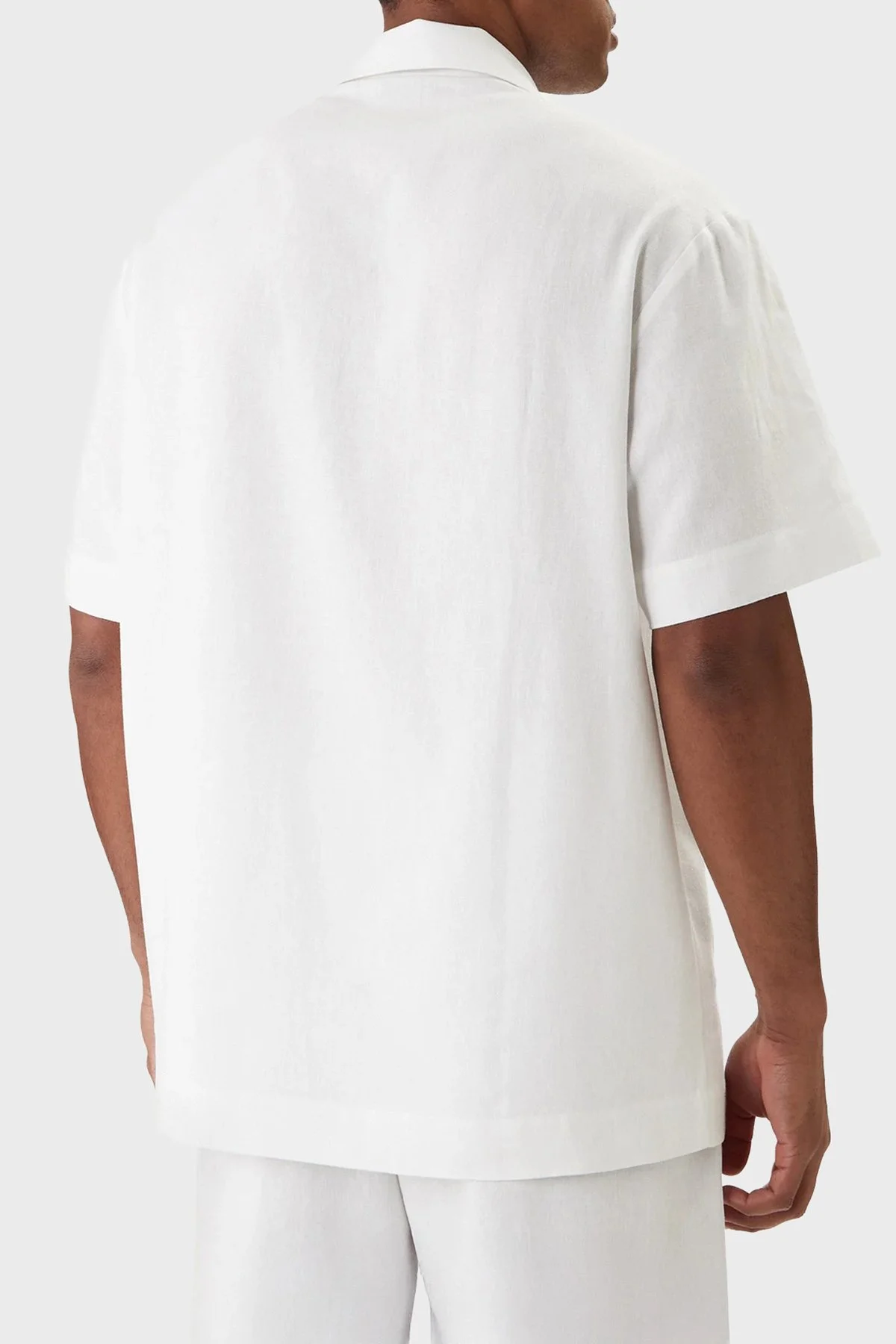 Emporio Armani Keten Karışımlı Regular Fit Kısa Kollu Erkek Gömlek EM000593 AF20590 U0002 BEYAZ - 3