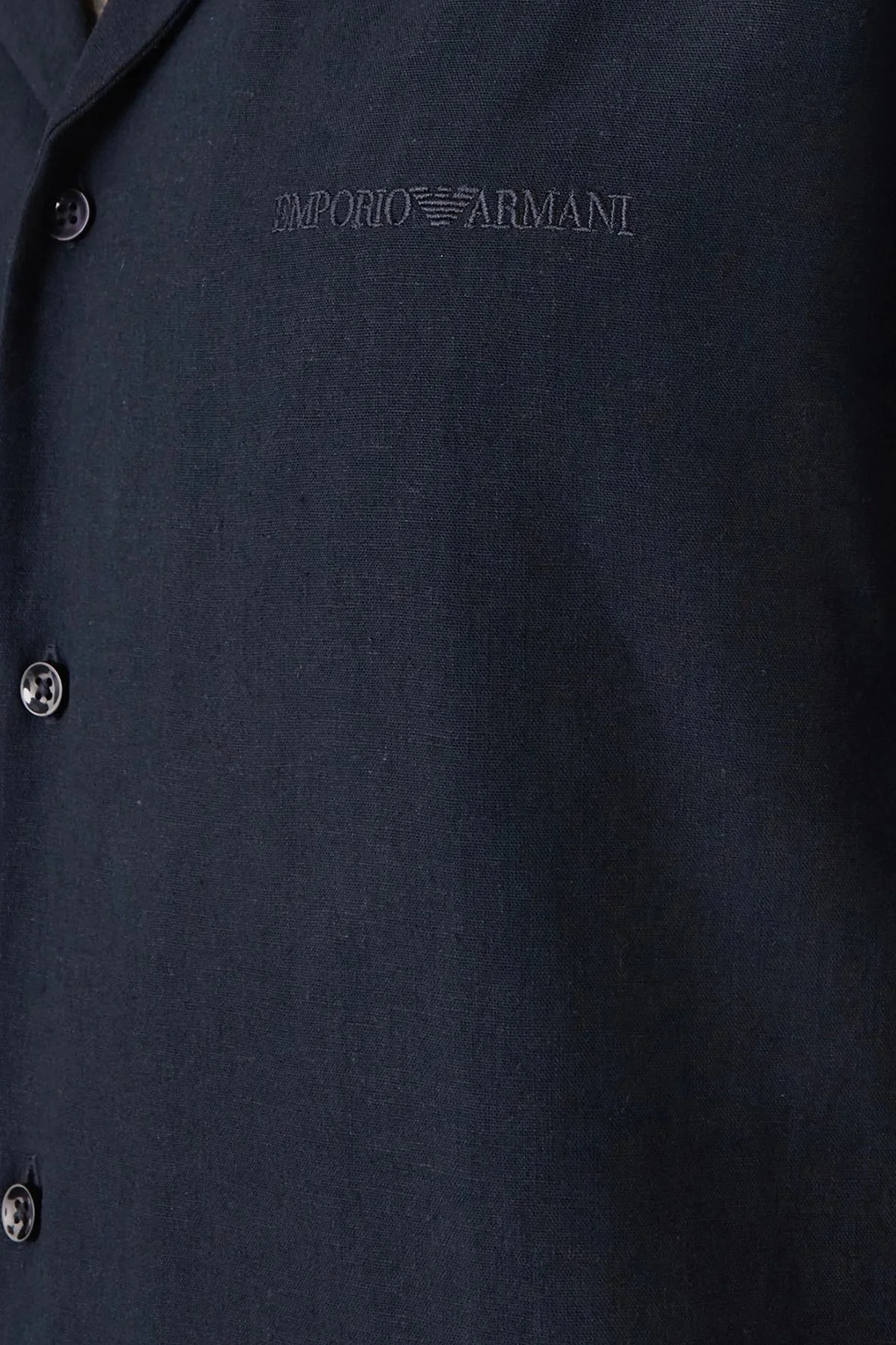 Emporio Armani Keten Karışımlı Regular Fit Kısa Kollu Erkek Gömlek EM000593 AF20590 UB102 LACİVERT - 5