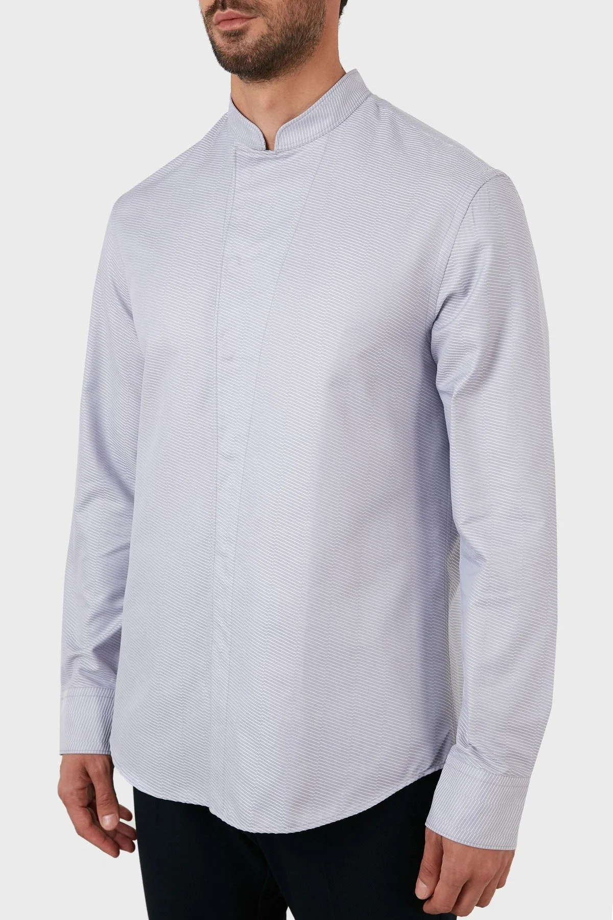 Emporio Armani Keten Regular Fit Hakim Yaka Erkek Gömlek I1SM2L I11F7 039 GRİ - 2