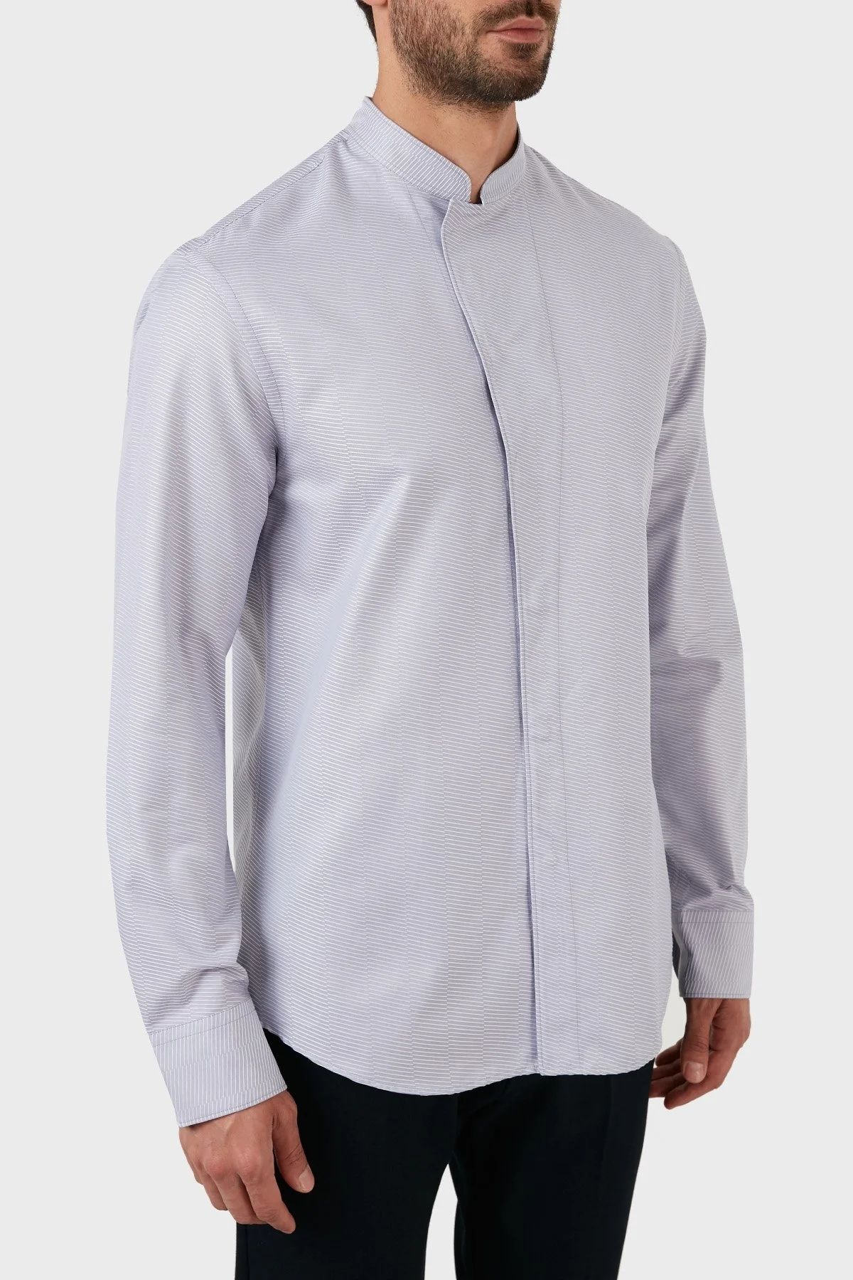 Emporio Armani Keten Regular Fit Hakim Yaka Erkek Gömlek I1SM2L I11F7 039 GRİ - 3