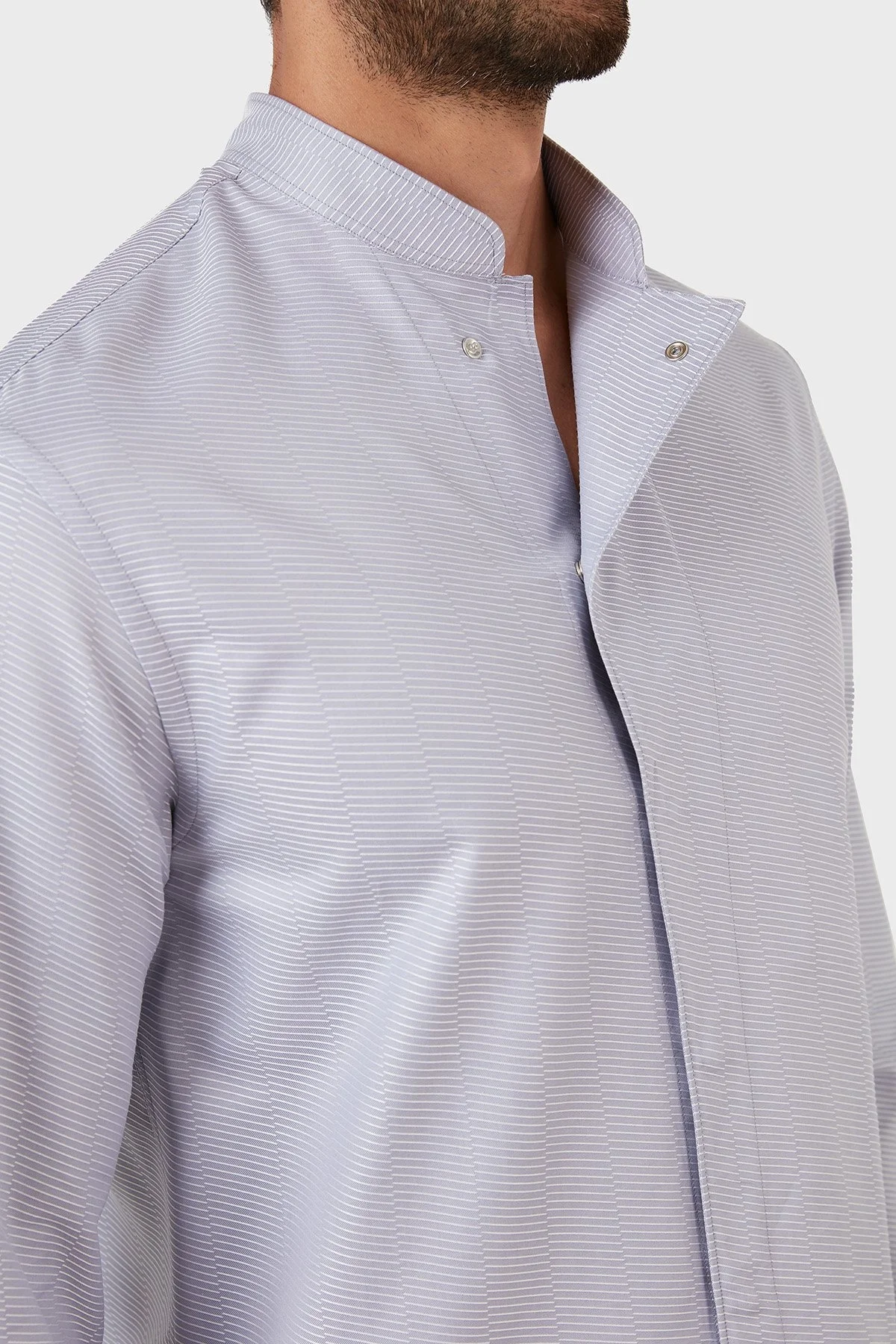 Emporio Armani Keten Regular Fit Hakim Yaka Erkek Gömlek I1SM2L I11F7 039 GRİ - 4