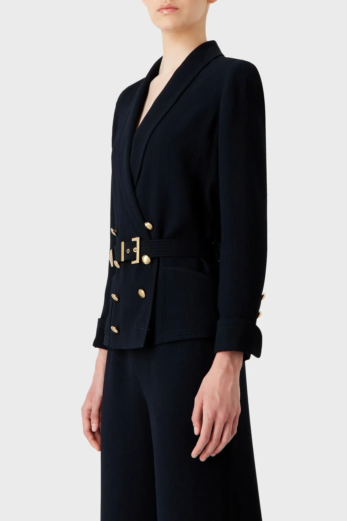 Emporio Armani Kruvaze Yaka Fitted Klasik Bayan Ceket E3NG1F F9909 927 LACİVERT - 3