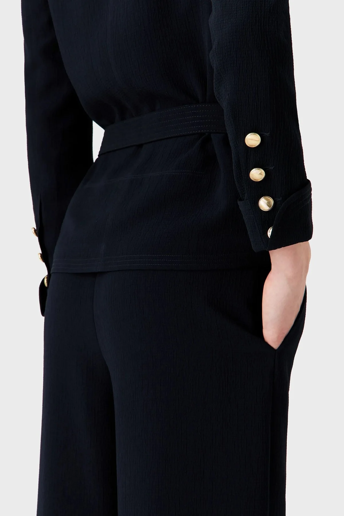 Emporio Armani Kruvaze Yaka Fitted Klasik Bayan Ceket E3NG1F F9909 927 LACİVERT - 5