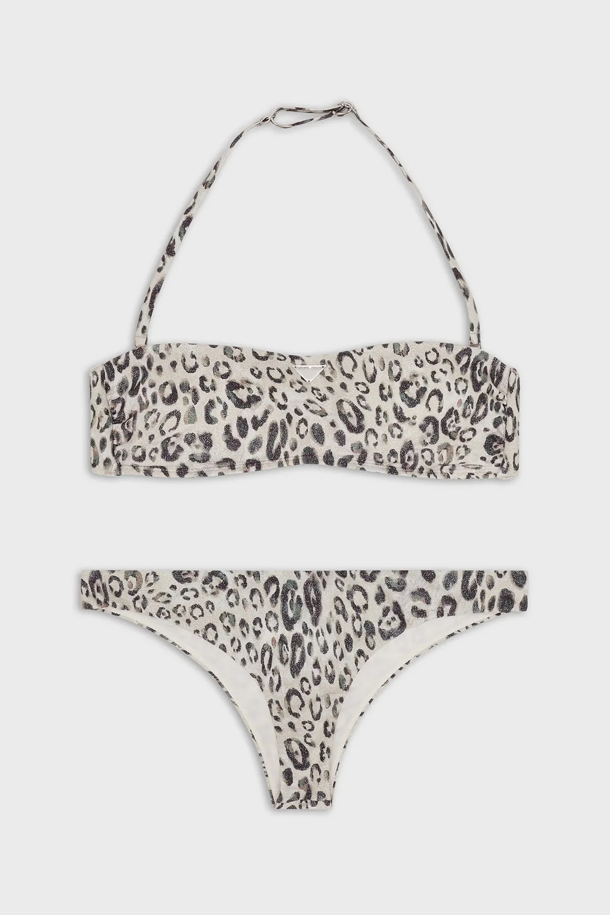 Emporio Armani Leopar Desenli Boyundan Bağlamalı Çıkarılabilir Dolgulu Kadın Bikini 262658 3R302 09311 KAHVE - 2