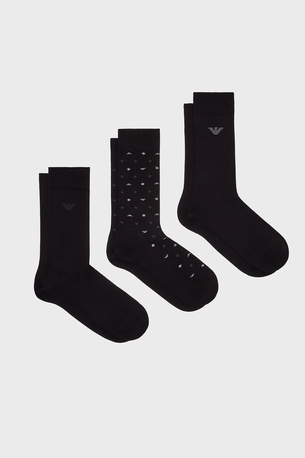 Emporio Armani Lgoolu Streç Pamuklu 3 Pack Uzun Erkek Çorap EM000554 AF18145 MC364 SİYAH - 1