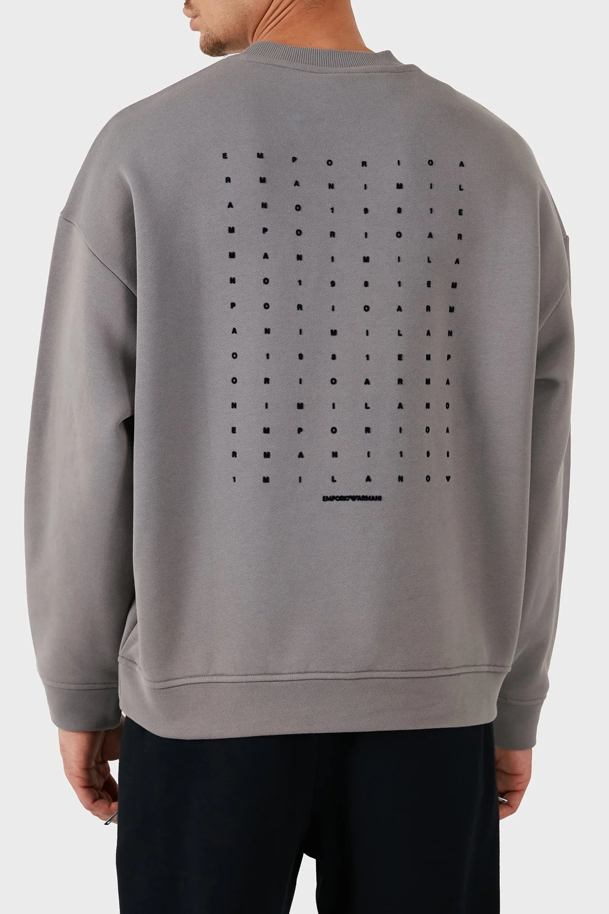 Emporio Armani Logo Baskılı % 100 Pamuk Regular Fit Bisiklet Yaka Erkek Sweat 6D1M95 1JTAZ 06K3 GRİ - 3