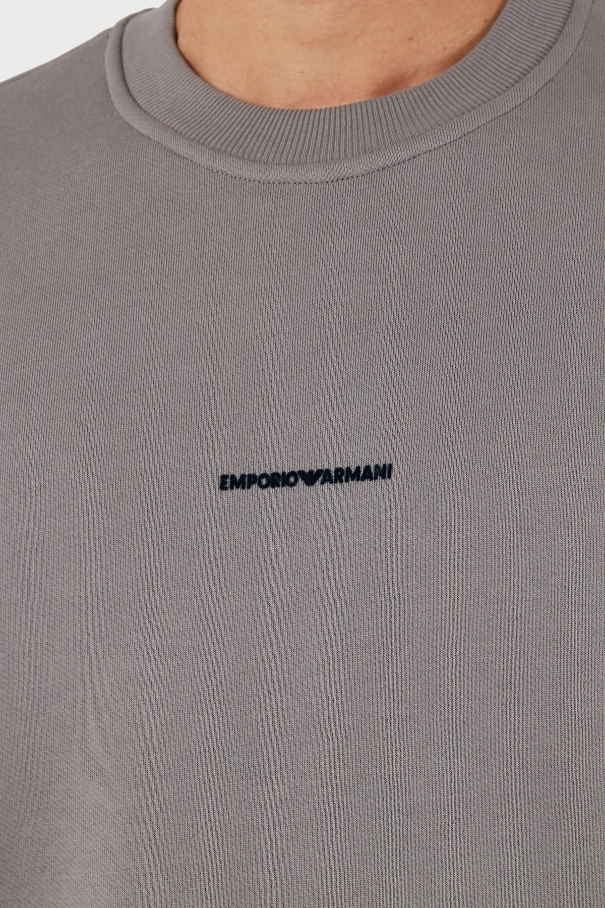 Emporio Armani Logo Baskılı % 100 Pamuk Regular Fit Bisiklet Yaka Erkek Sweat 6D1M95 1JTAZ 06K3 GRİ - 5